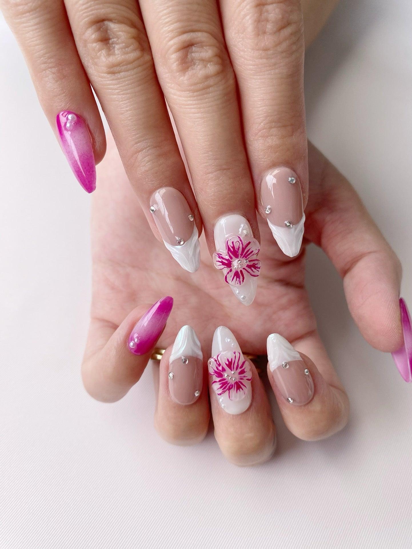 Blossom Grace - GO2NAIL MEDIUM ALMOND PressOnNails