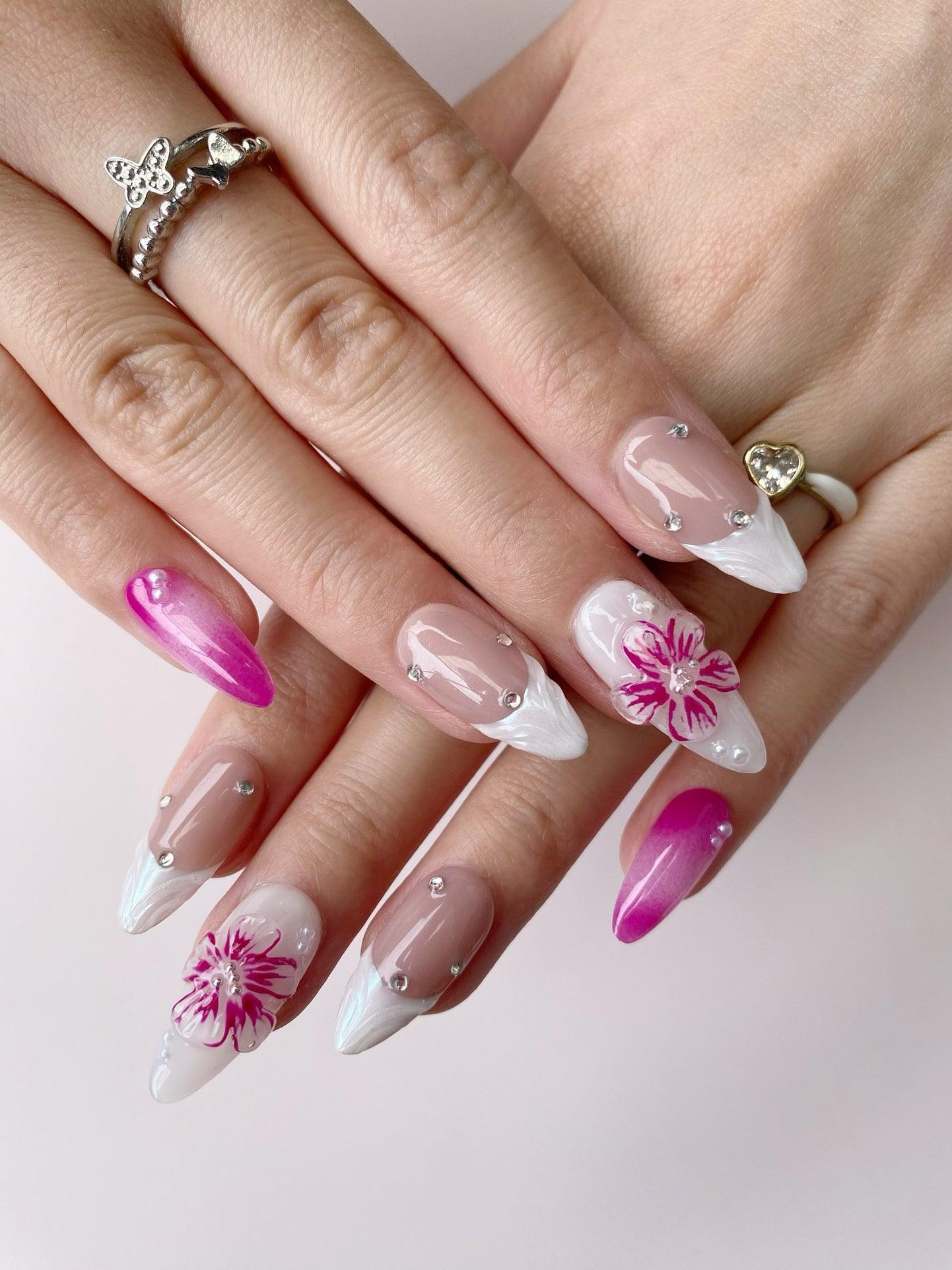 Blossom Grace - GO2NAIL MEDIUM ALMOND PressOnNails