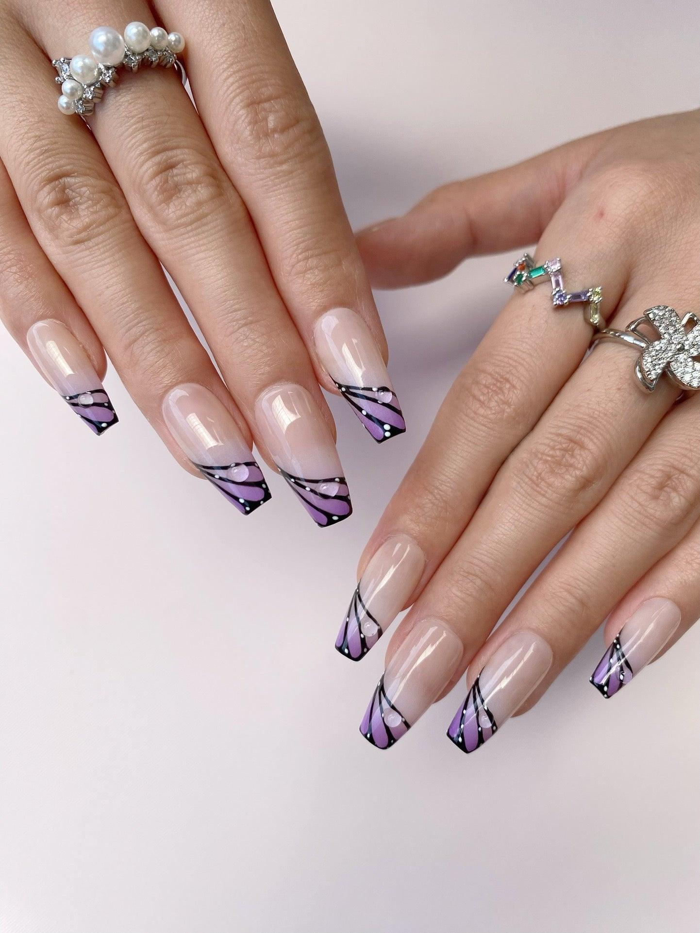 ButterflyElegance - GO2NAIL LONG COFFIN PressOnNails