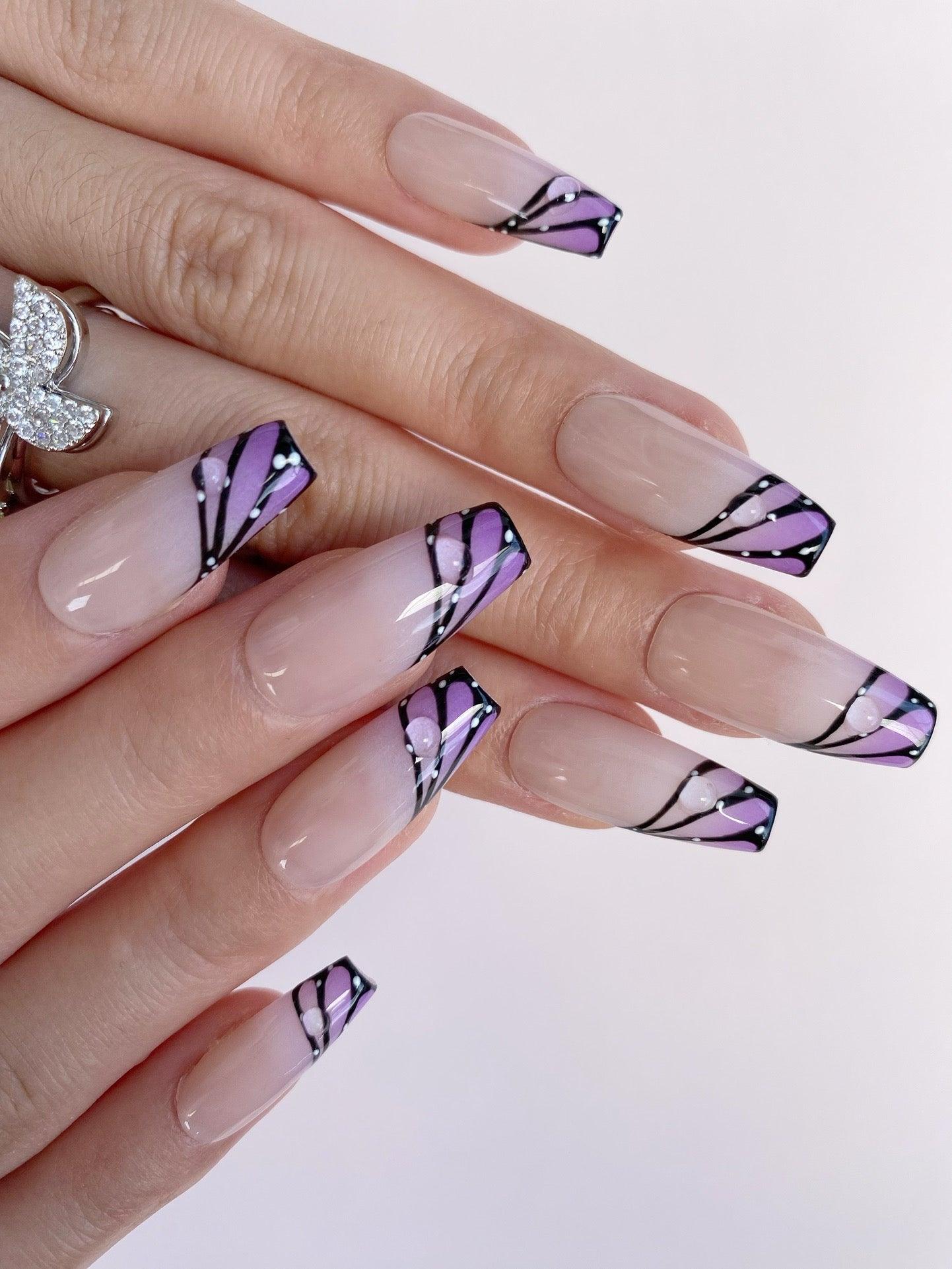 ButterflyElegance - GO2NAIL LONG COFFIN PressOnNails