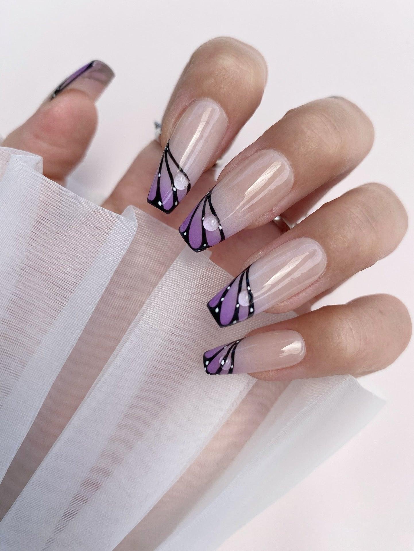ButterflyElegance - GO2NAIL LONG COFFIN PressOnNails