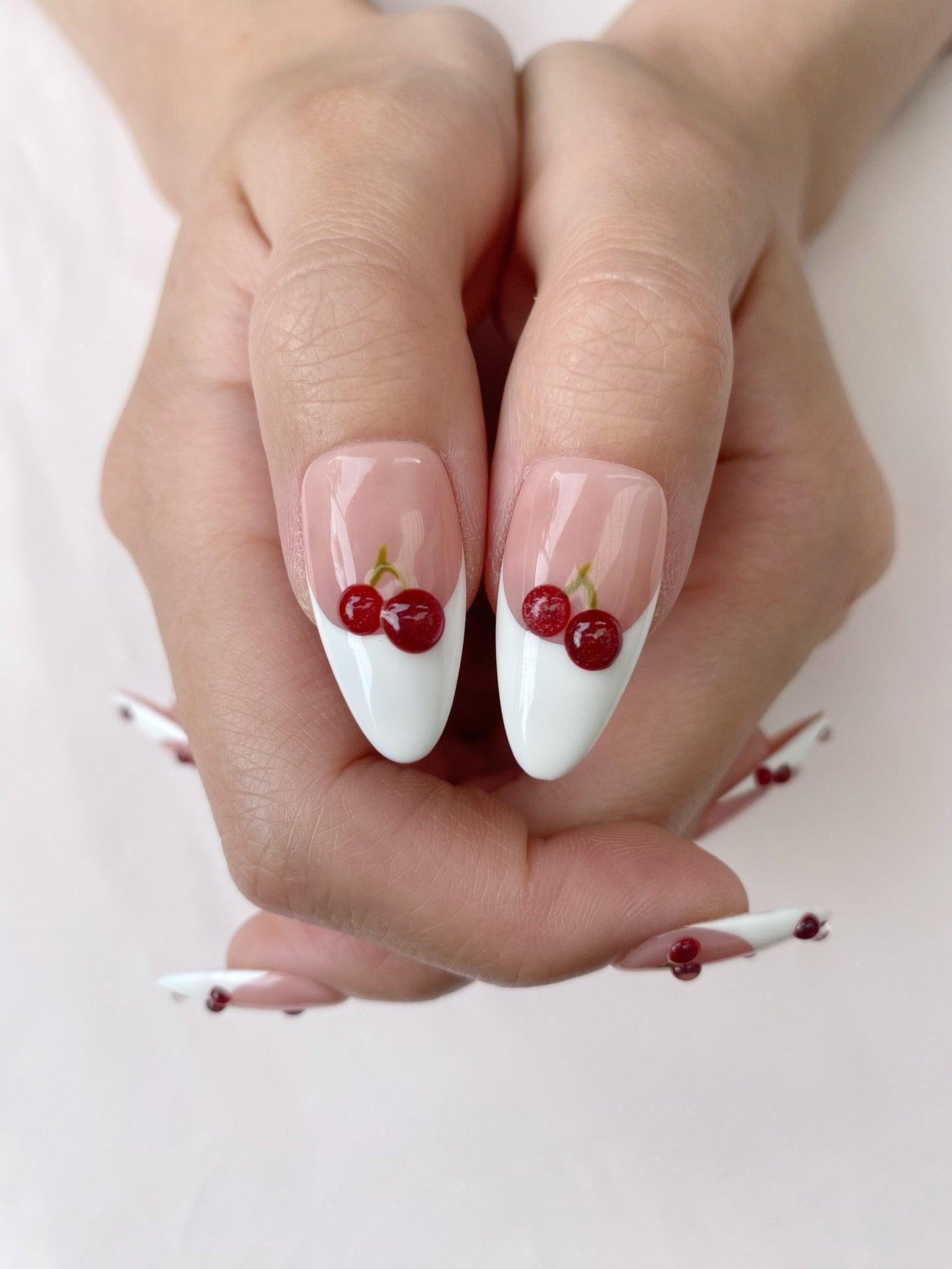 Cherry French - GO2NAIL MEDIUM ALMOND PressOnNails