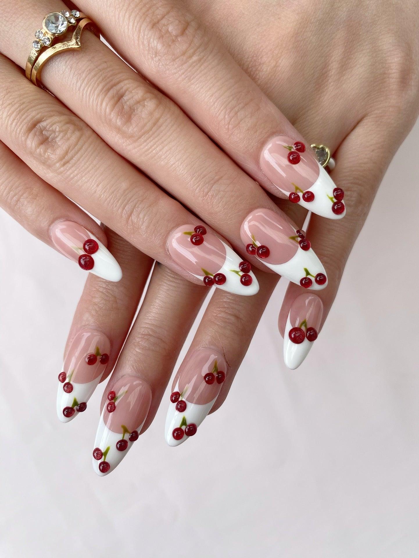 Cherry French - GO2NAIL MEDIUM ALMOND PressOnNails