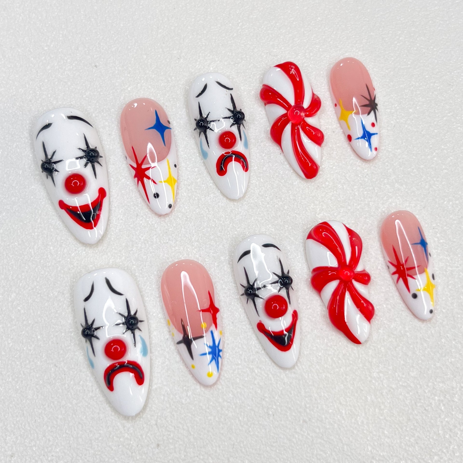 Clown Carnival - GO2NAIL LONG ALMOND PressOnNails