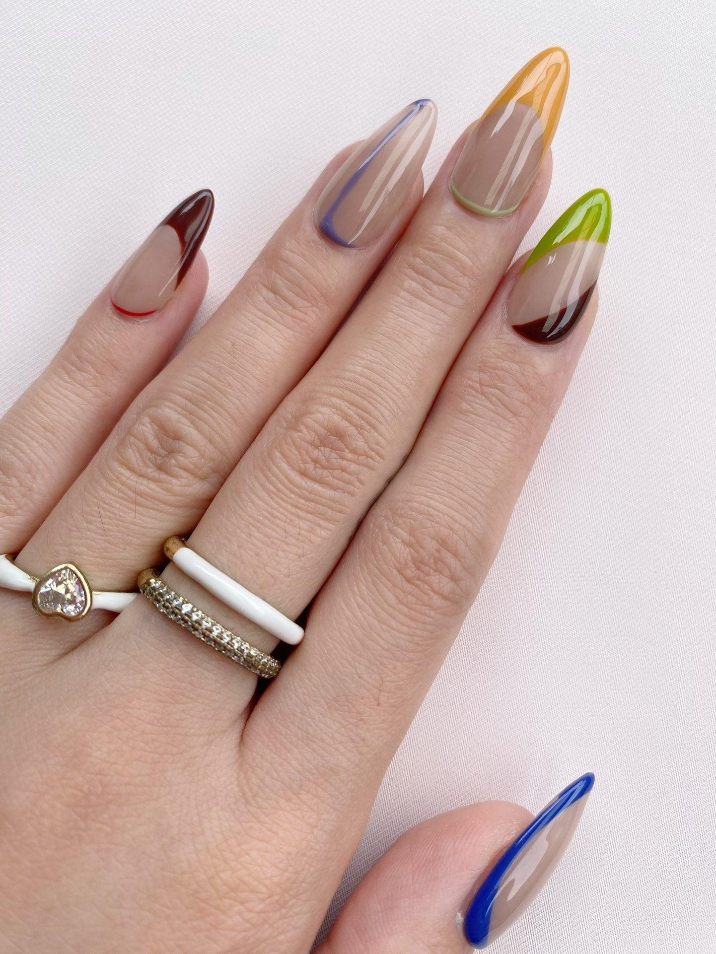 ColorBlockChic - GO2NAIL LONG ALMOND PressOnNails