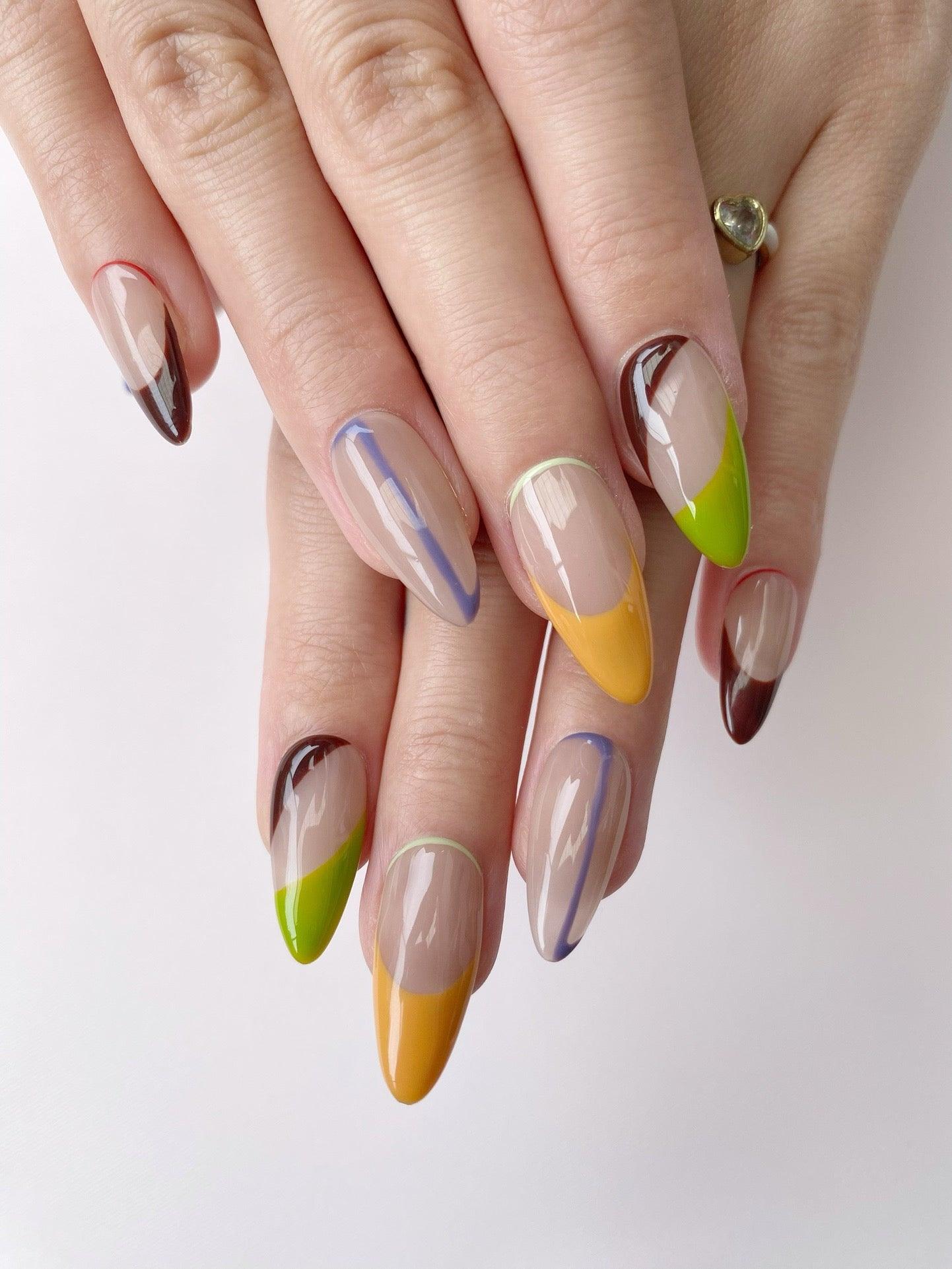 ColorBlockChic - GO2NAIL LONG ALMOND PressOnNails