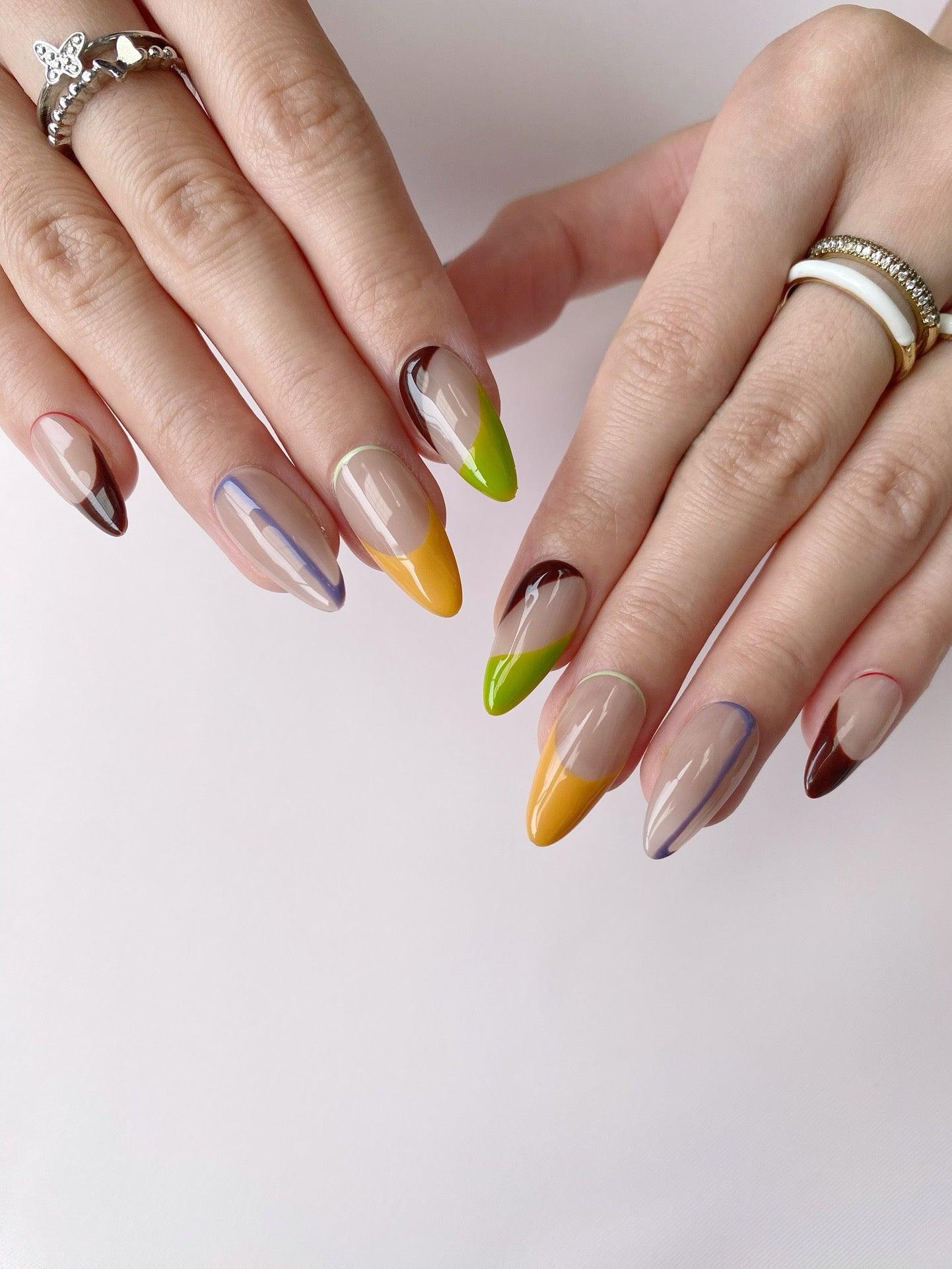 ColorBlockChic - GO2NAIL LONG ALMOND PressOnNails