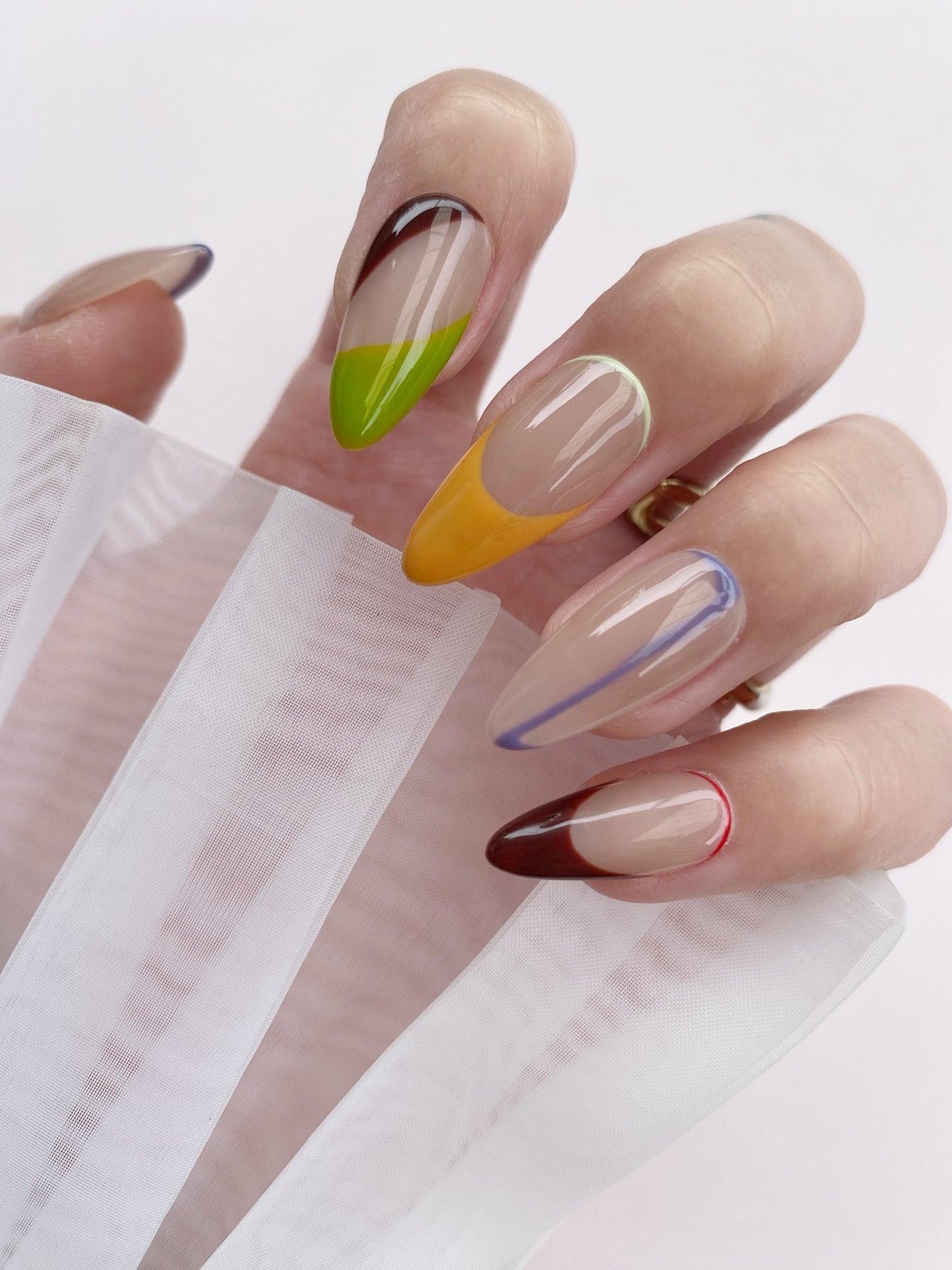 ColorBlockChic - GO2NAIL LONG ALMOND PressOnNails