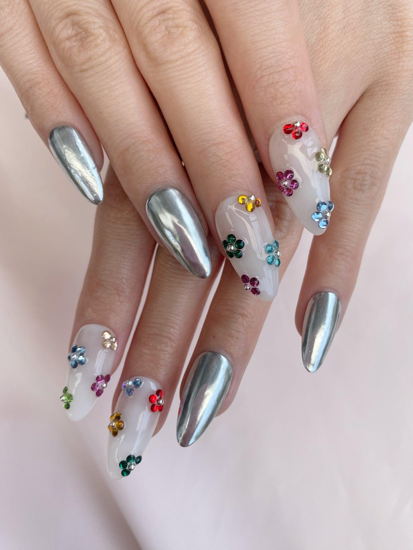 Crystal Bloom - GO2NAIL LONG STILETTO PressOnNails
