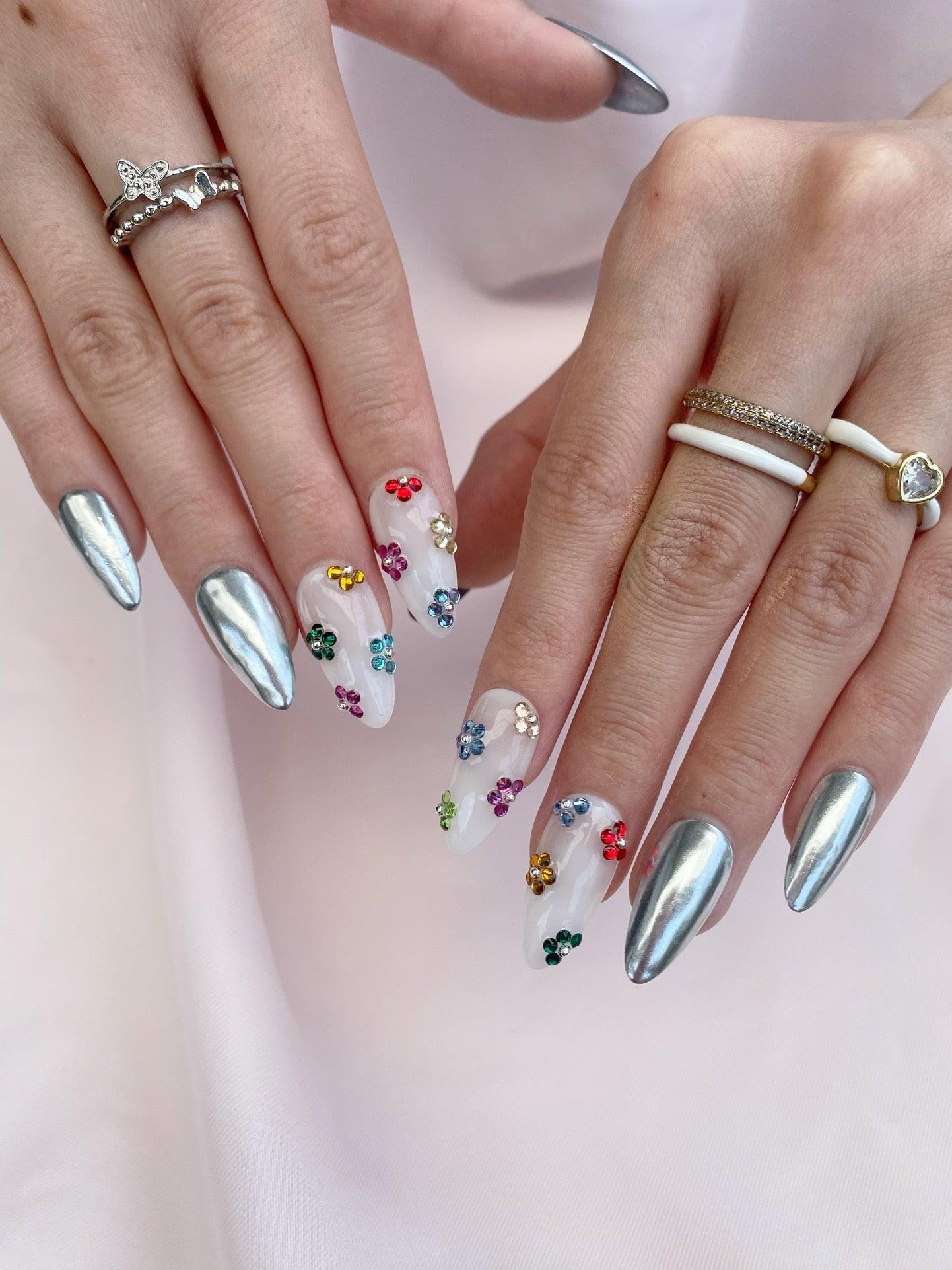Crystal Bloom - GO2NAIL LONG STILETTO PressOnNails