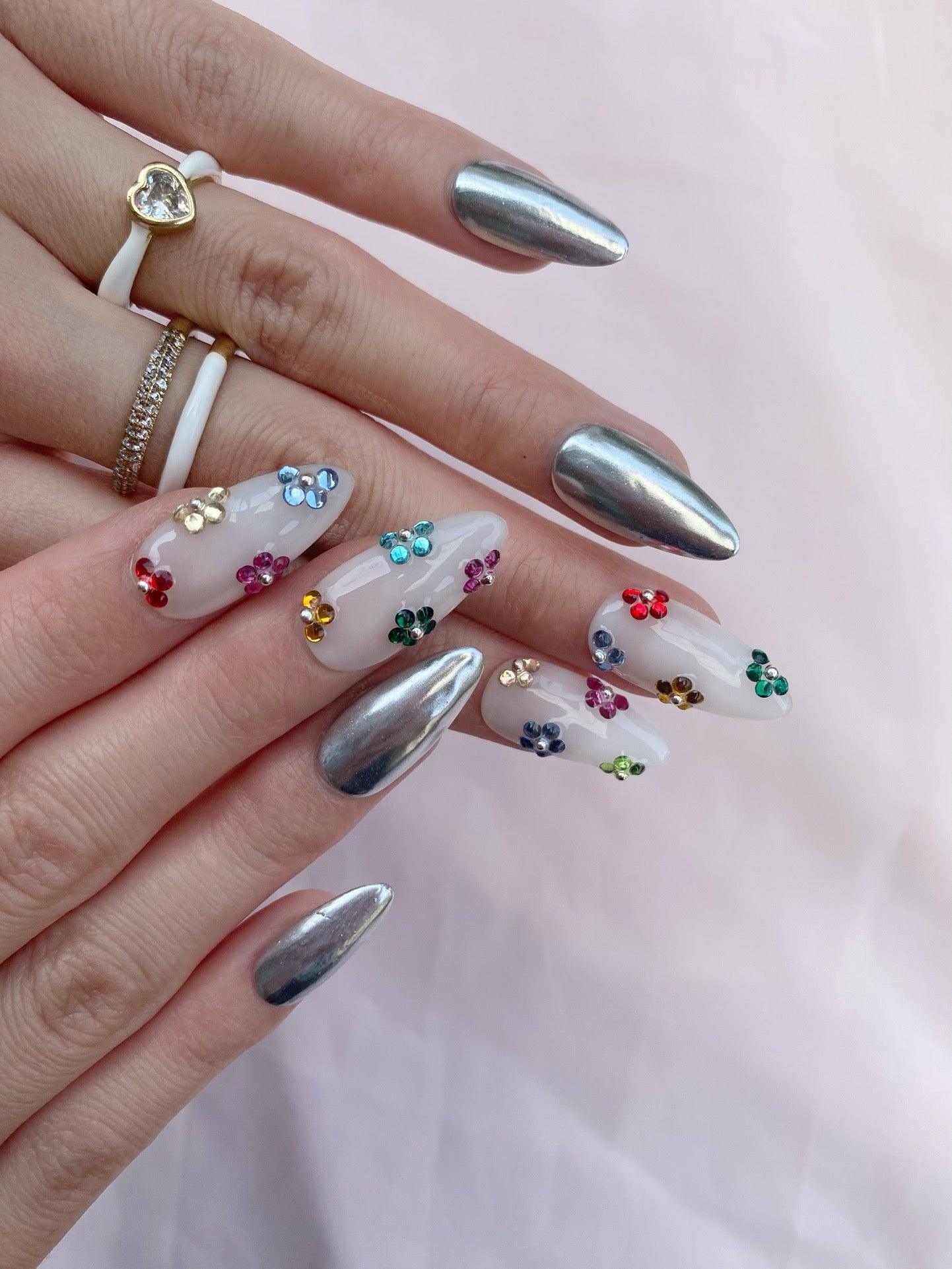 Crystal Bloom - GO2NAIL LONG STILETTO PressOnNails