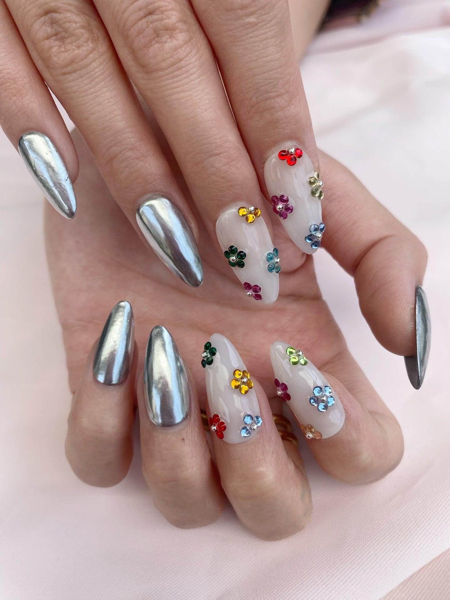 Crystal Bloom - GO2NAIL LONG STILETTO PressOnNails