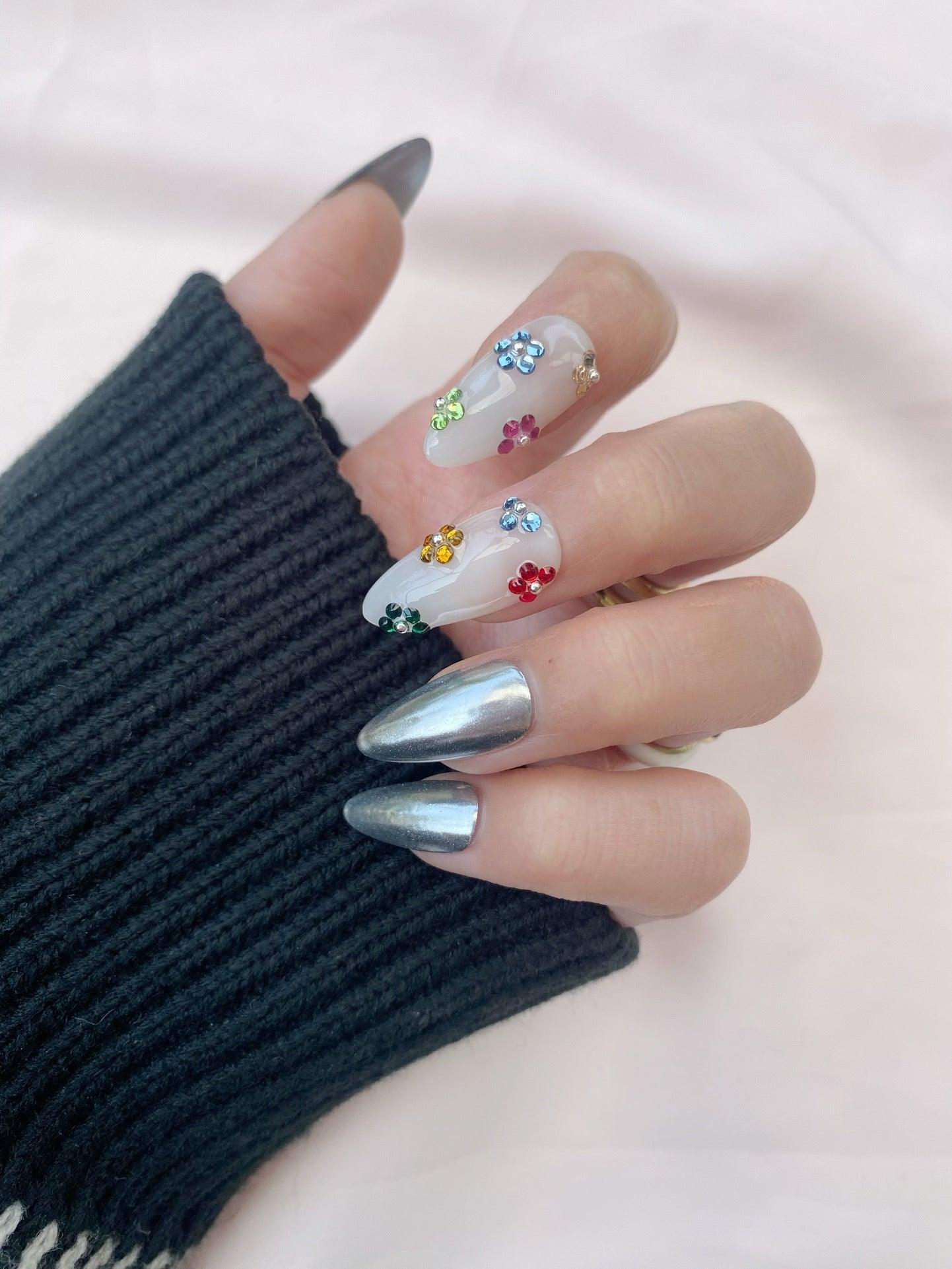 Crystal Bloom - GO2NAIL LONG STILETTO PressOnNails