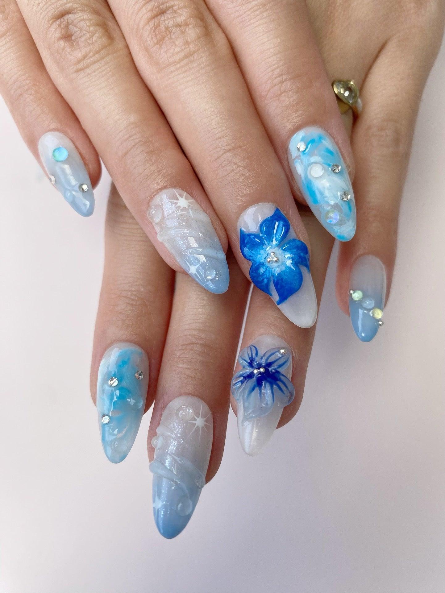 Frost Flower - GO2NAIL MEDIUM ALMOND PressOnNails