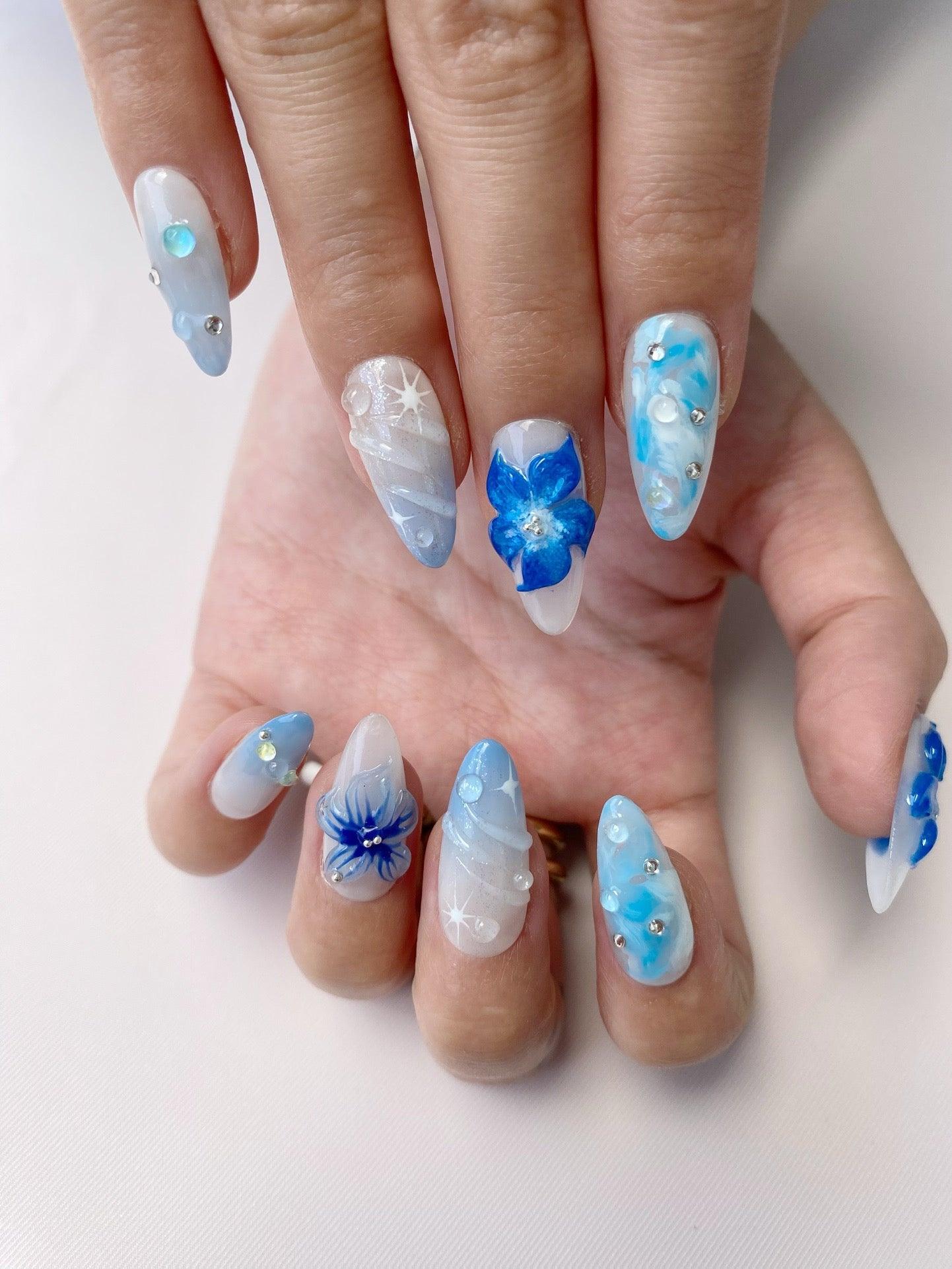 Frost Flower - GO2NAIL MEDIUM ALMOND PressOnNails