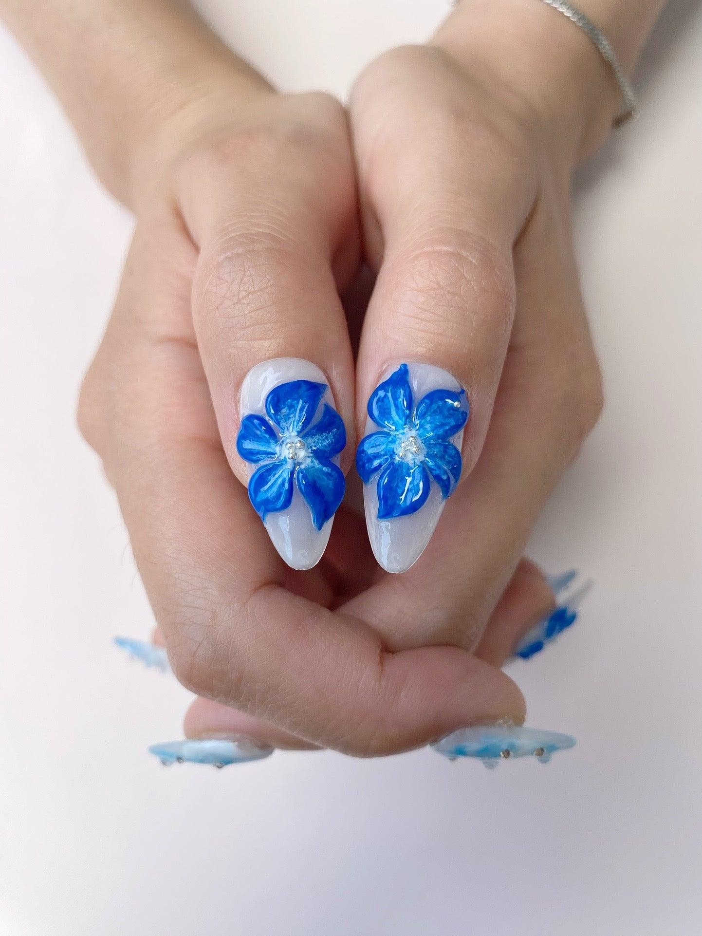 Frost Flower - GO2NAIL MEDIUM ALMOND PressOnNails