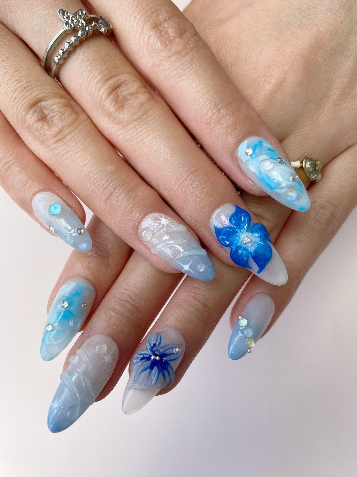 Frost Flower - GO2NAIL MEDIUM ALMOND PressOnNails