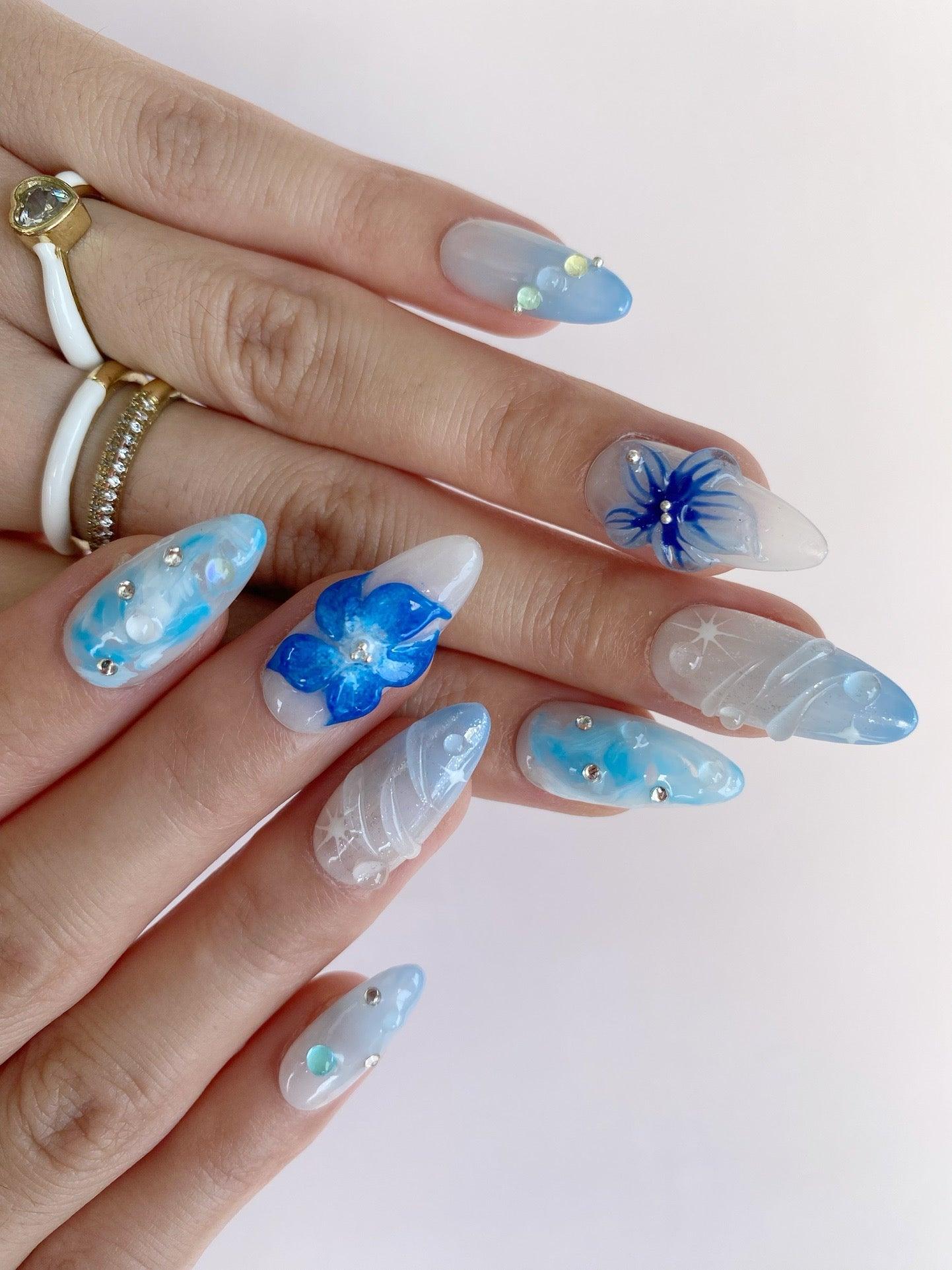 Frost Flower - GO2NAIL MEDIUM ALMOND PressOnNails