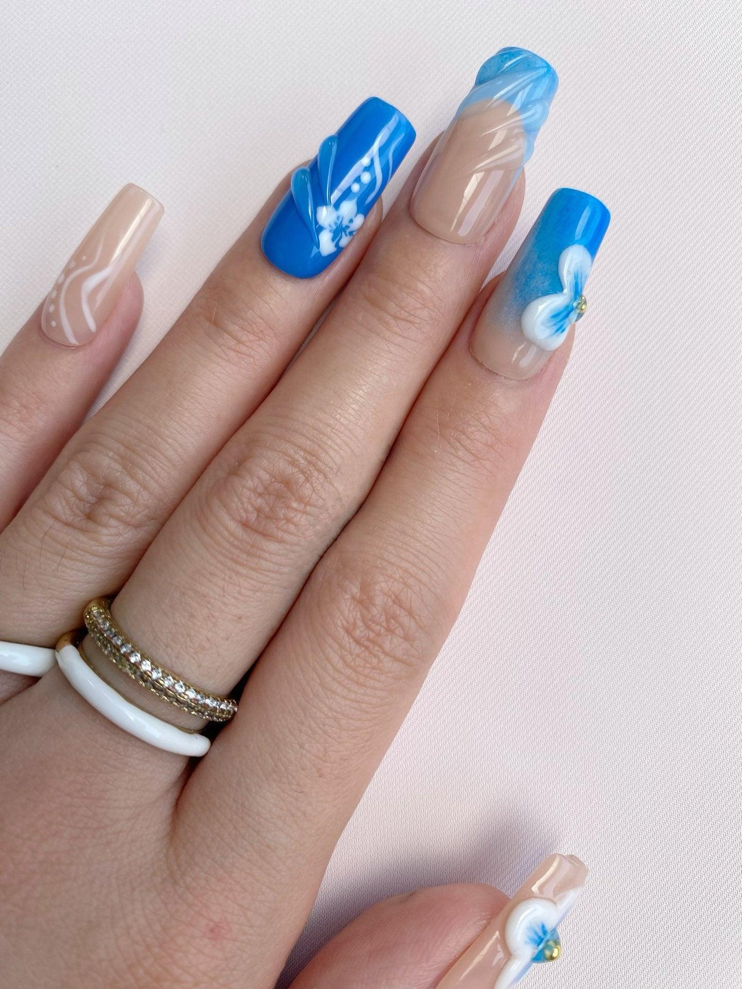Frosted Bloom - GO2NAIL LONG SQUARE PressOnNails