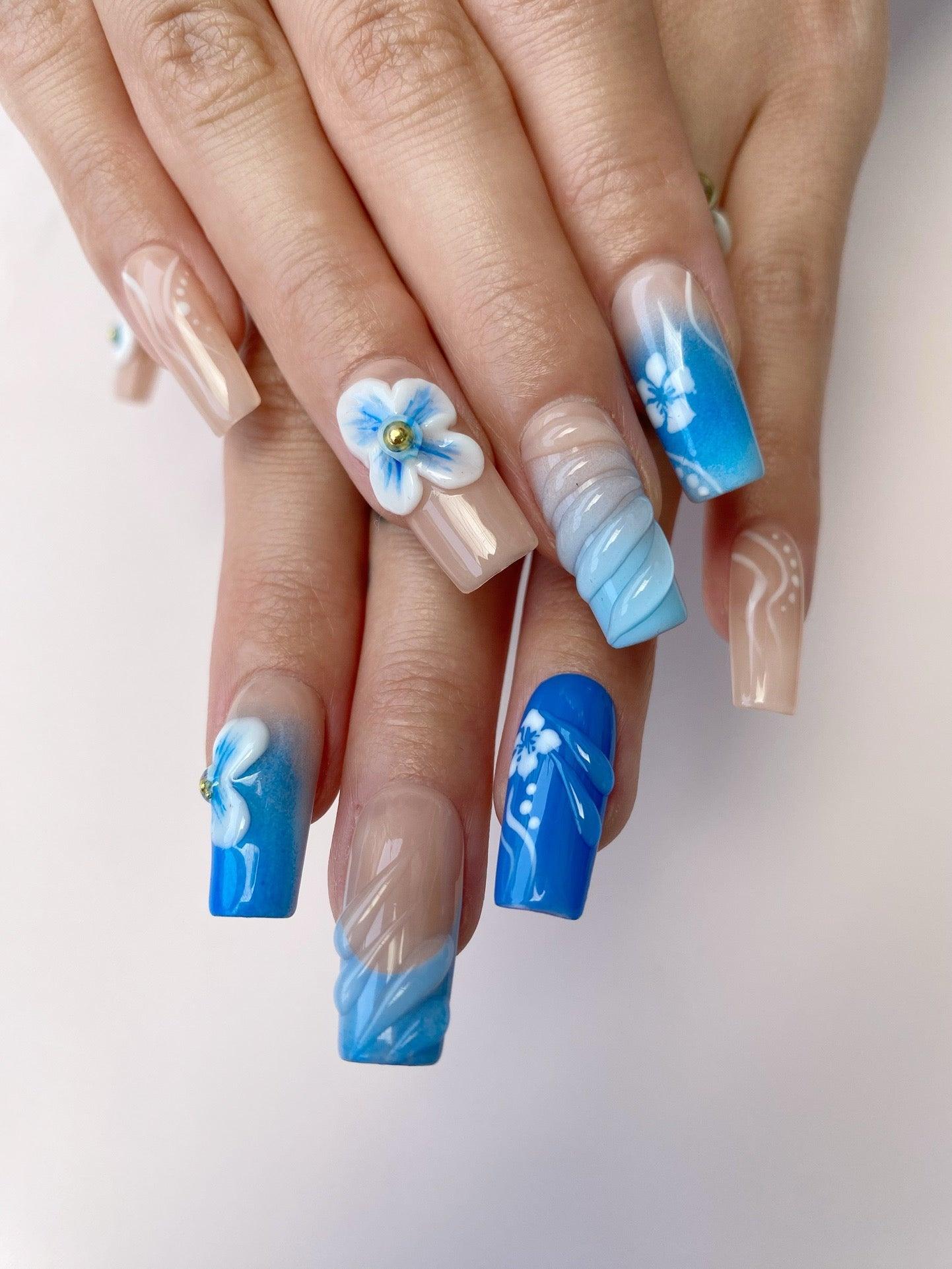 Frosted Bloom - GO2NAIL LONG SQUARE PressOnNails