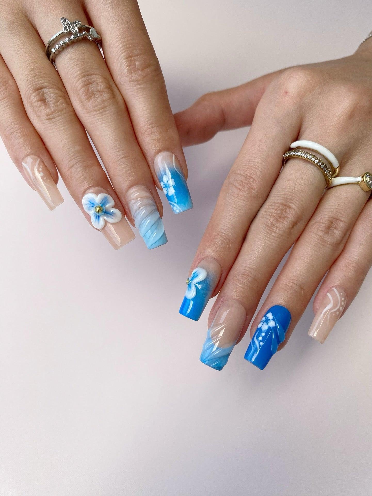 Frosted Bloom - GO2NAIL LONG SQUARE PressOnNails