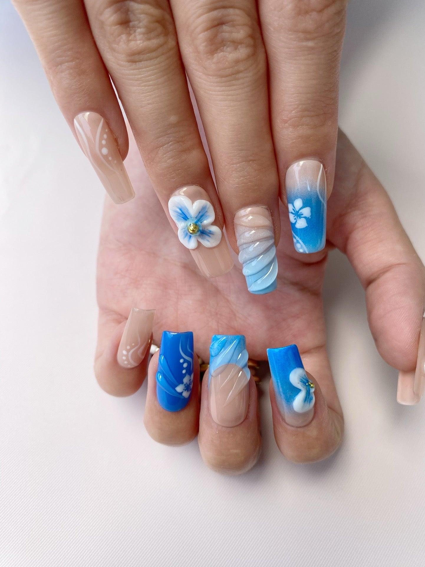 Frosted Bloom - GO2NAIL LONG SQUARE PressOnNails