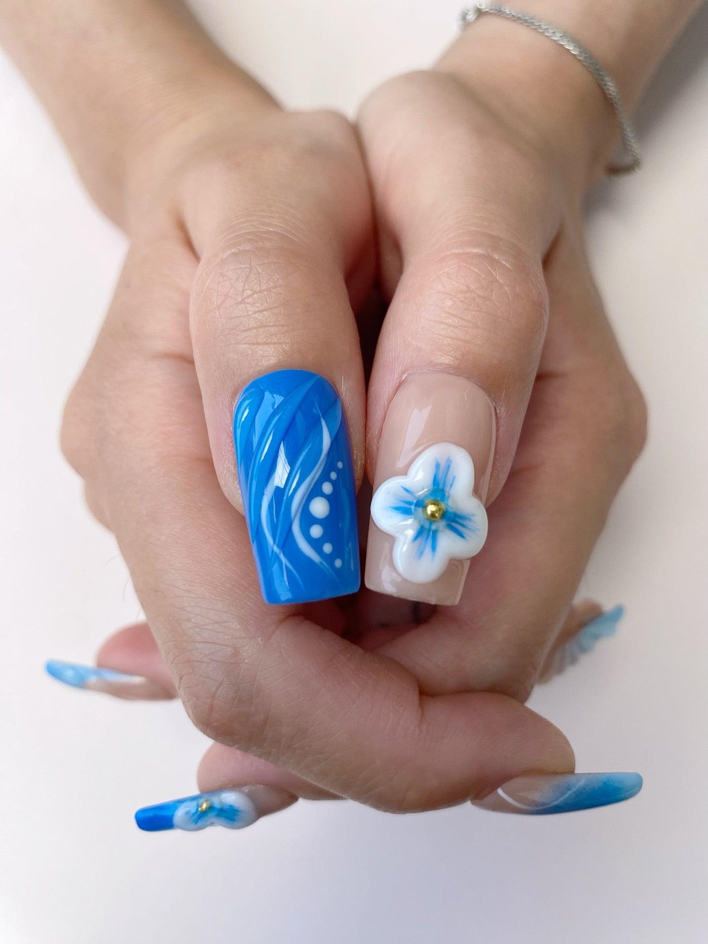 Frosted Bloom - GO2NAIL LONG SQUARE PressOnNails