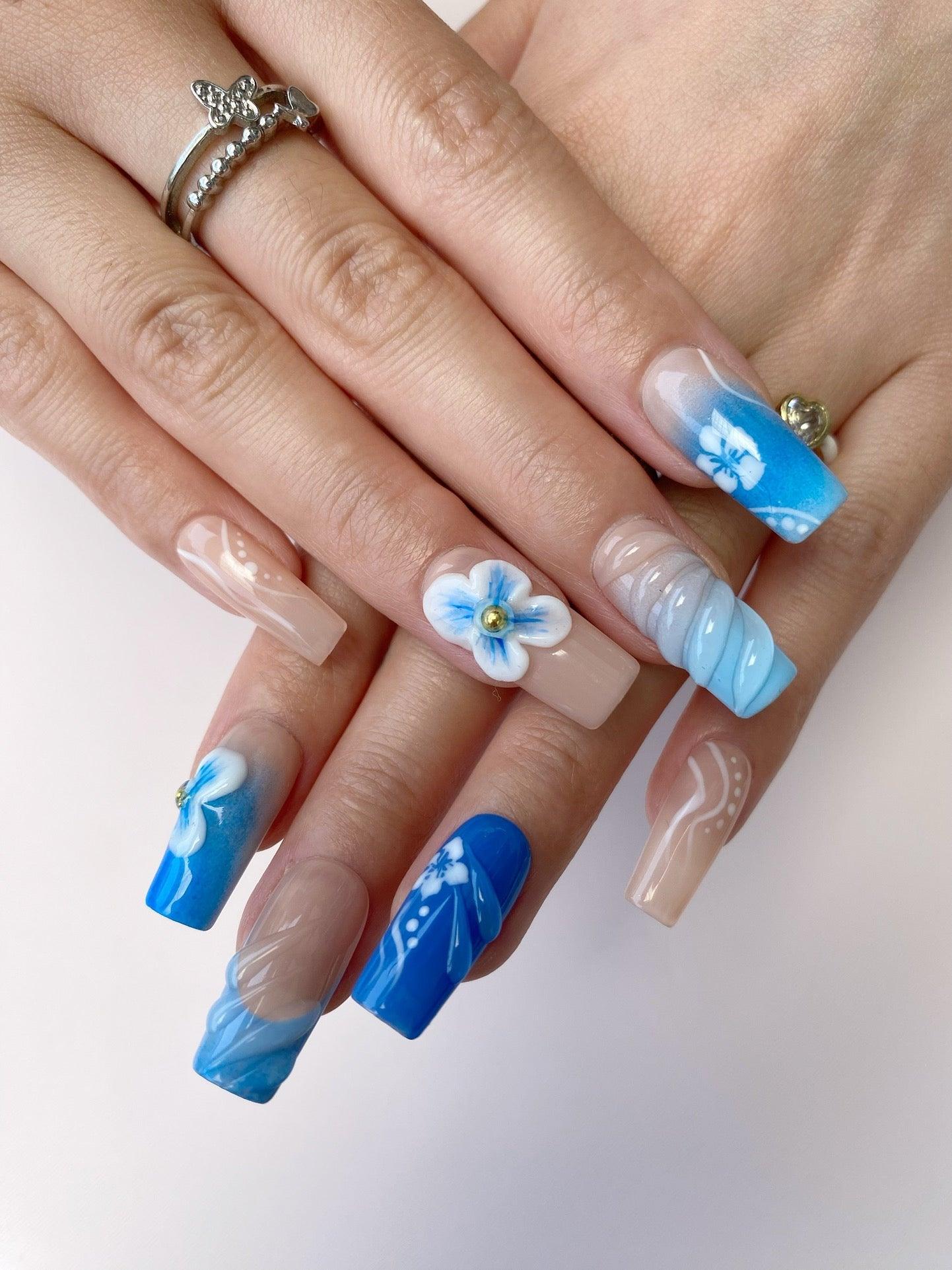 Frosted Bloom - GO2NAIL LONG SQUARE PressOnNails