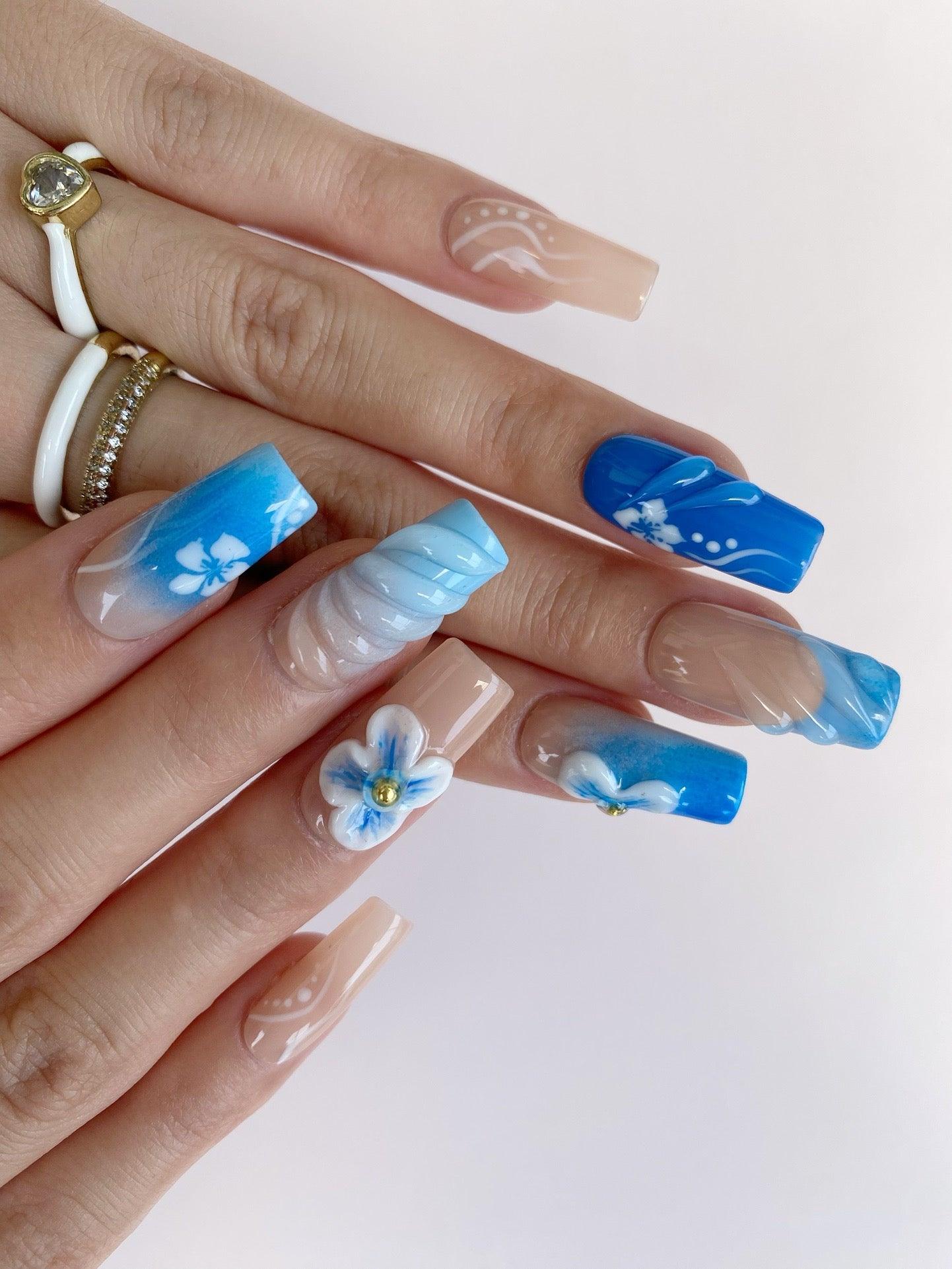 Frosted Bloom - GO2NAIL LONG SQUARE PressOnNails