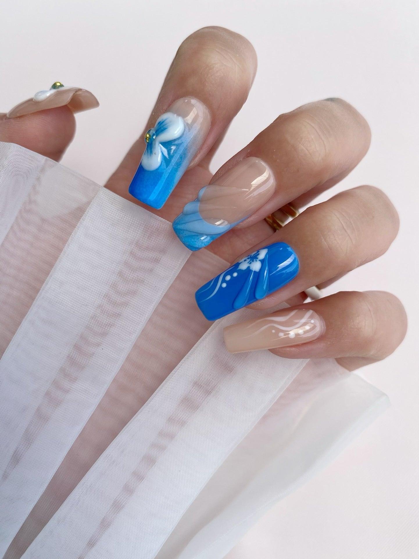 Frosted Bloom - GO2NAIL LONG SQUARE PressOnNails