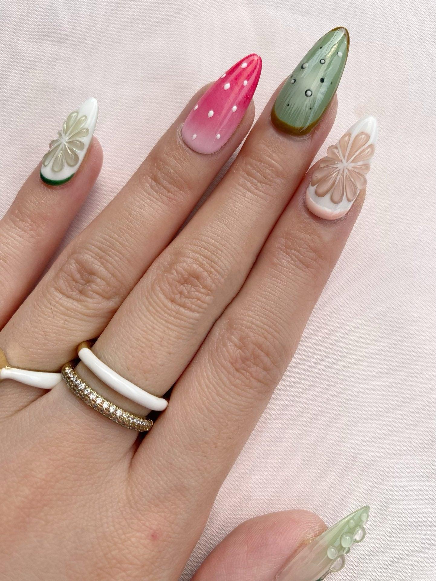 Fruit Fiesta - GO2NAIL MEDIUM ALMOND PressOnNails