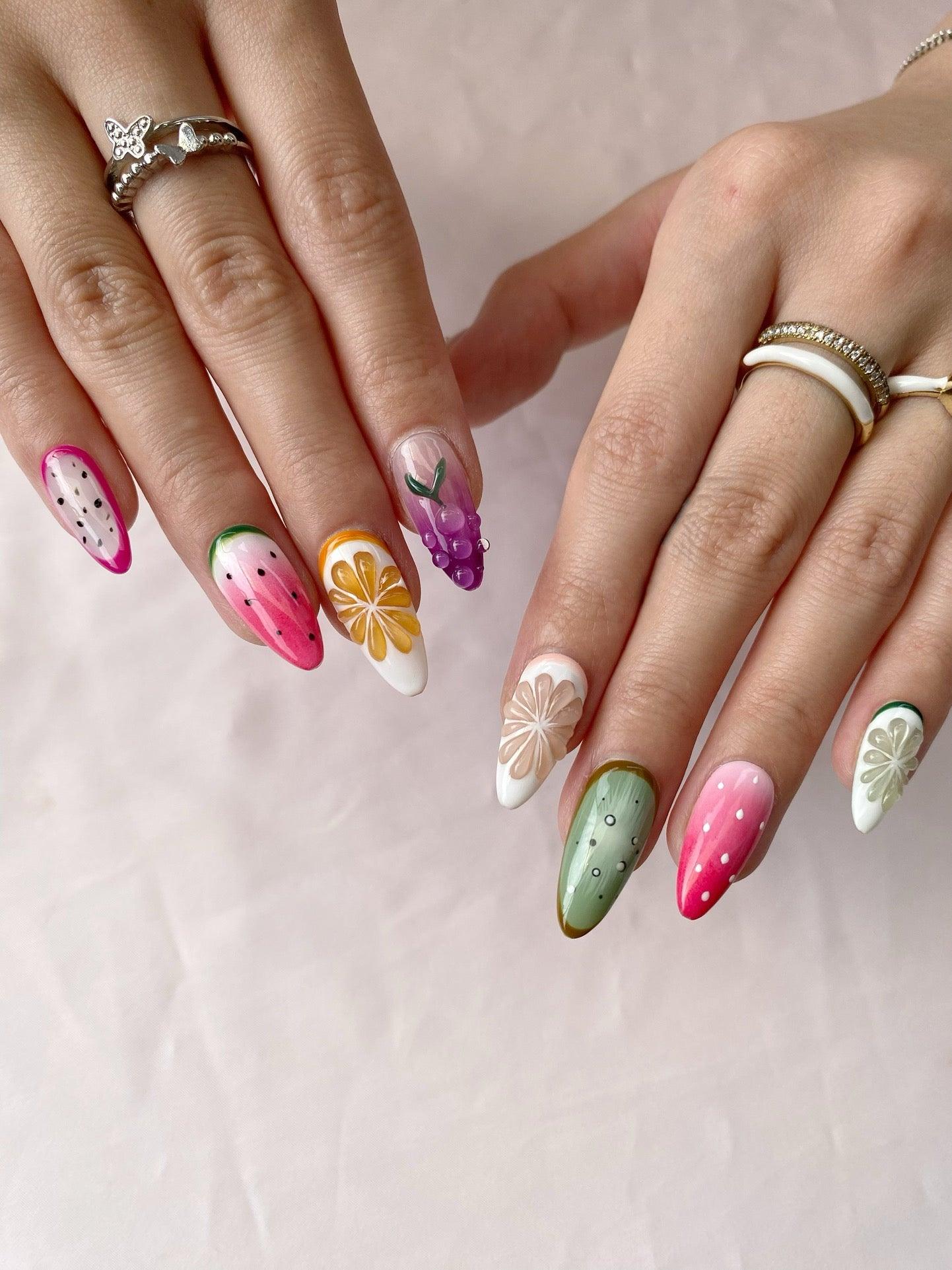 Fruit Fiesta - GO2NAIL MEDIUM ALMOND PressOnNails
