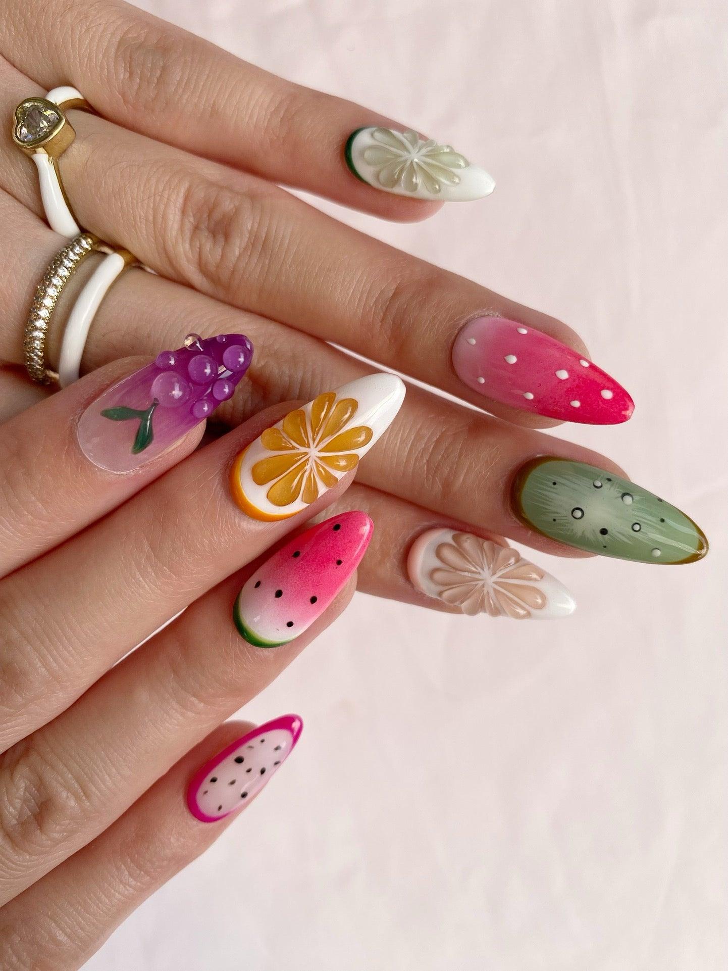 Fruit Fiesta - GO2NAIL MEDIUM ALMOND PressOnNails