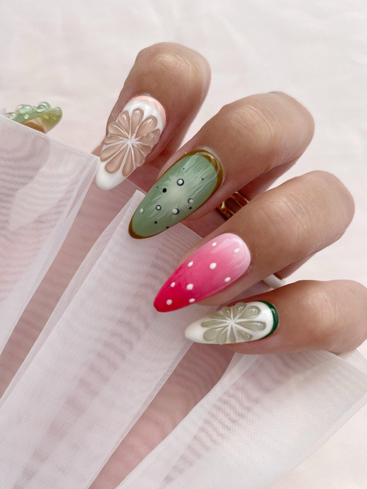 Fruit Fiesta - GO2NAIL MEDIUM ALMOND PressOnNails