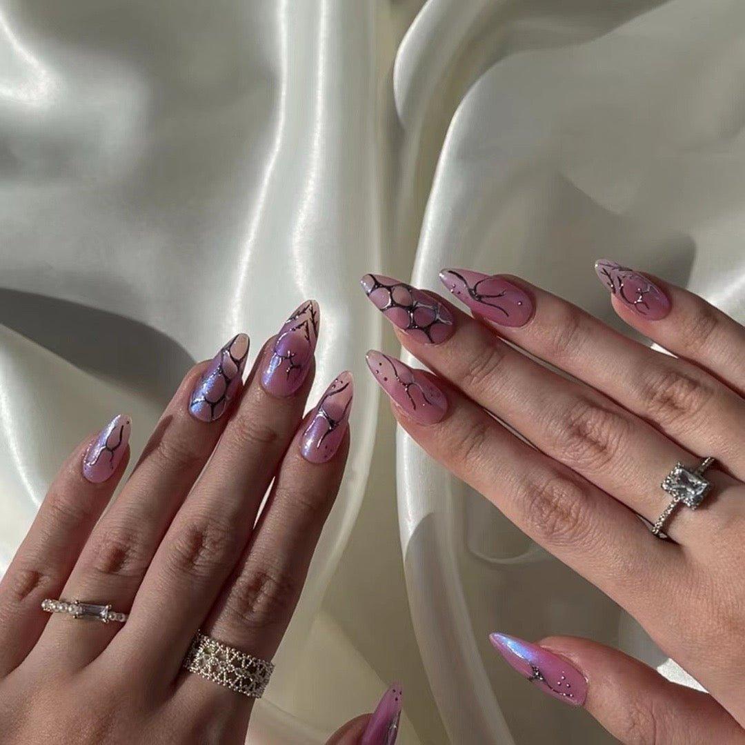 Glass Petals - GO2NAIL MEDIUM ALMOND PressOnNails