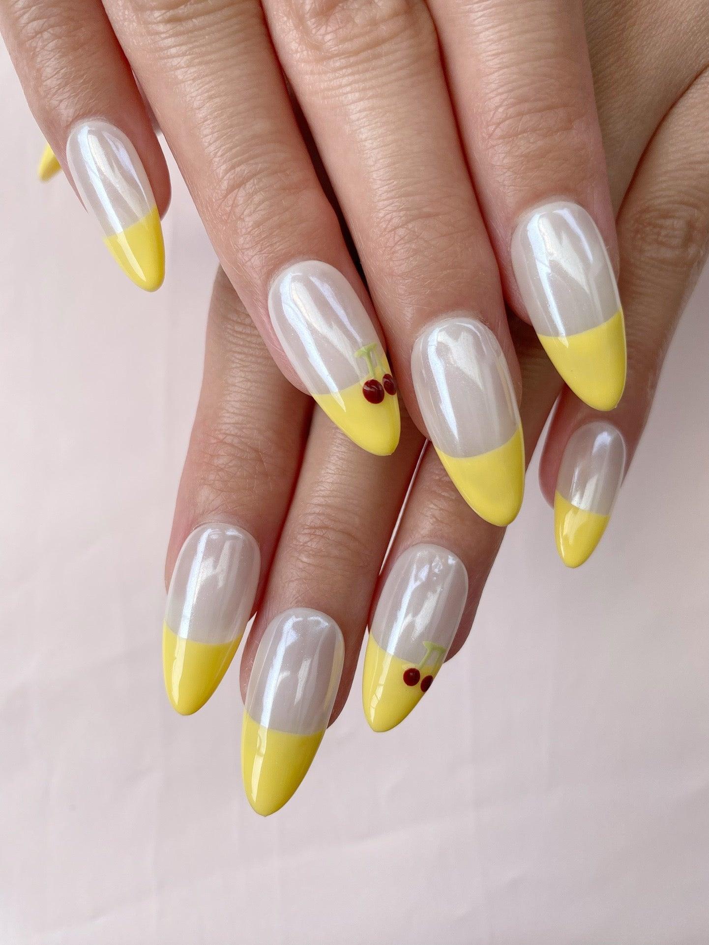 Lemon Glow - GO2NAIL LONG ALMOND PressOnNails