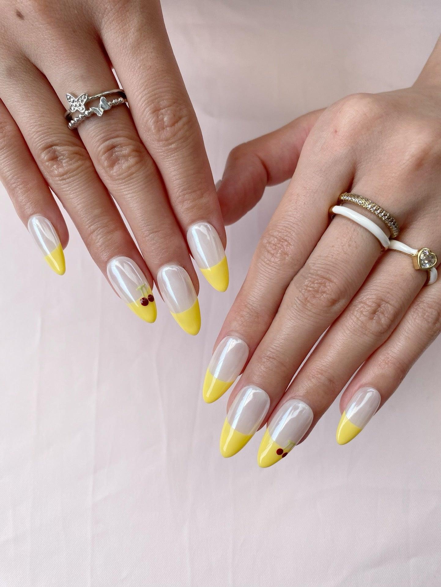 Lemon Glow - GO2NAIL LONG ALMOND PressOnNails