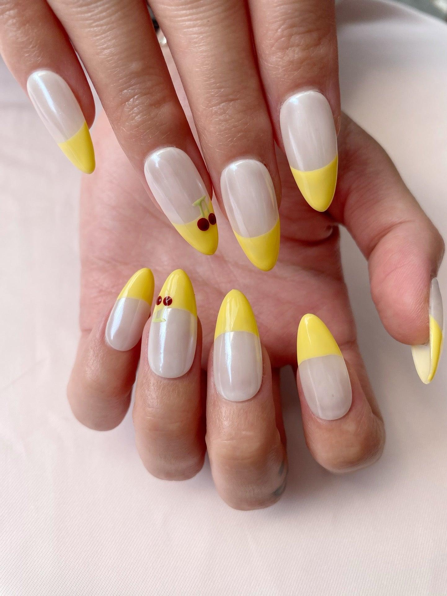 Lemon Glow - GO2NAIL LONG ALMOND PressOnNails