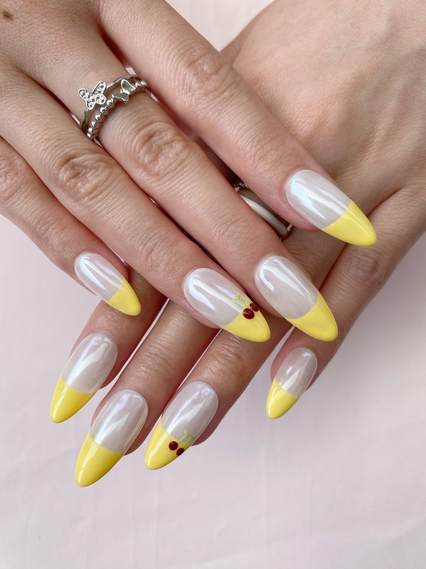 Lemon Glow - GO2NAIL LONG ALMOND PressOnNails