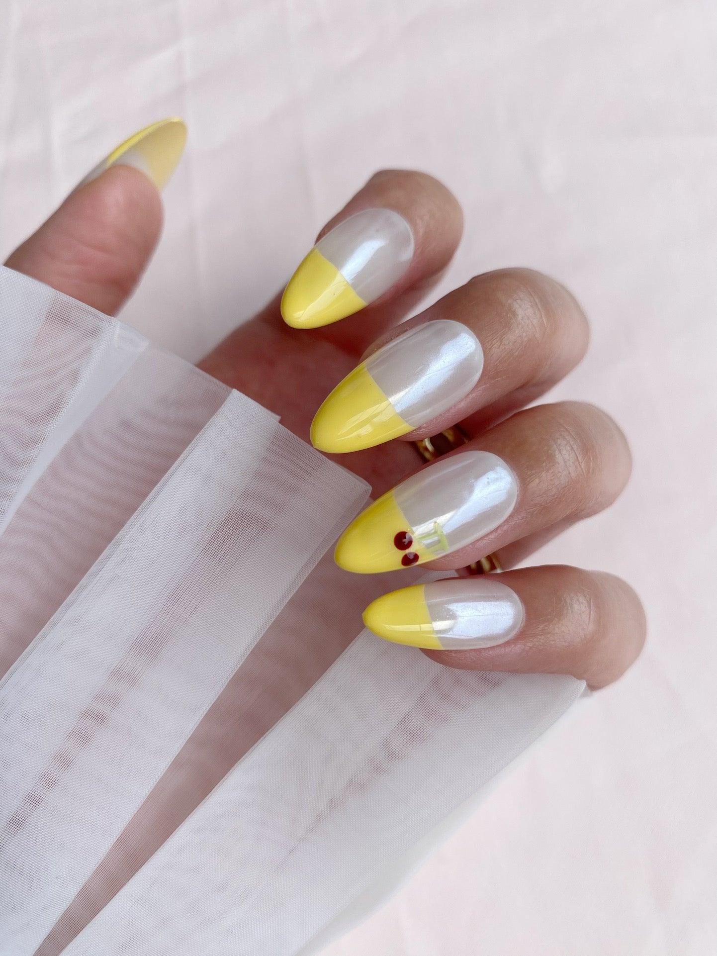 Lemon Glow - GO2NAIL LONG ALMOND PressOnNails