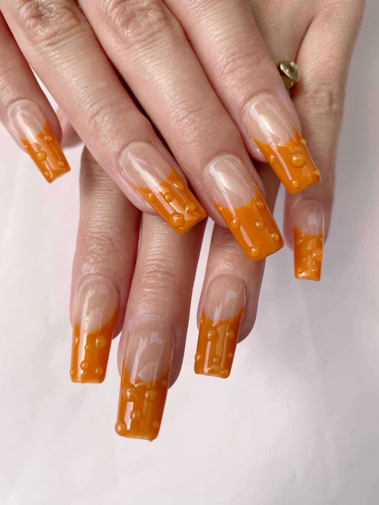 Orange Rhythm - GO2NAIL LONG SQUARE PressOnNails
