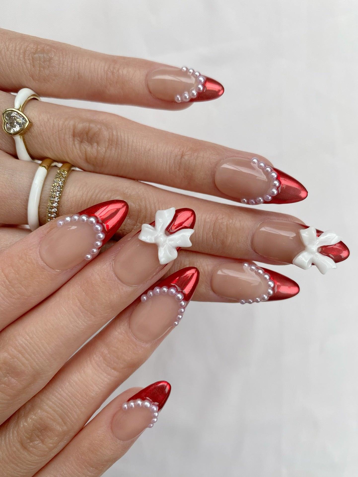 Pearl Red - GO2NAIL MEDIUM ALMOND PressOnNails