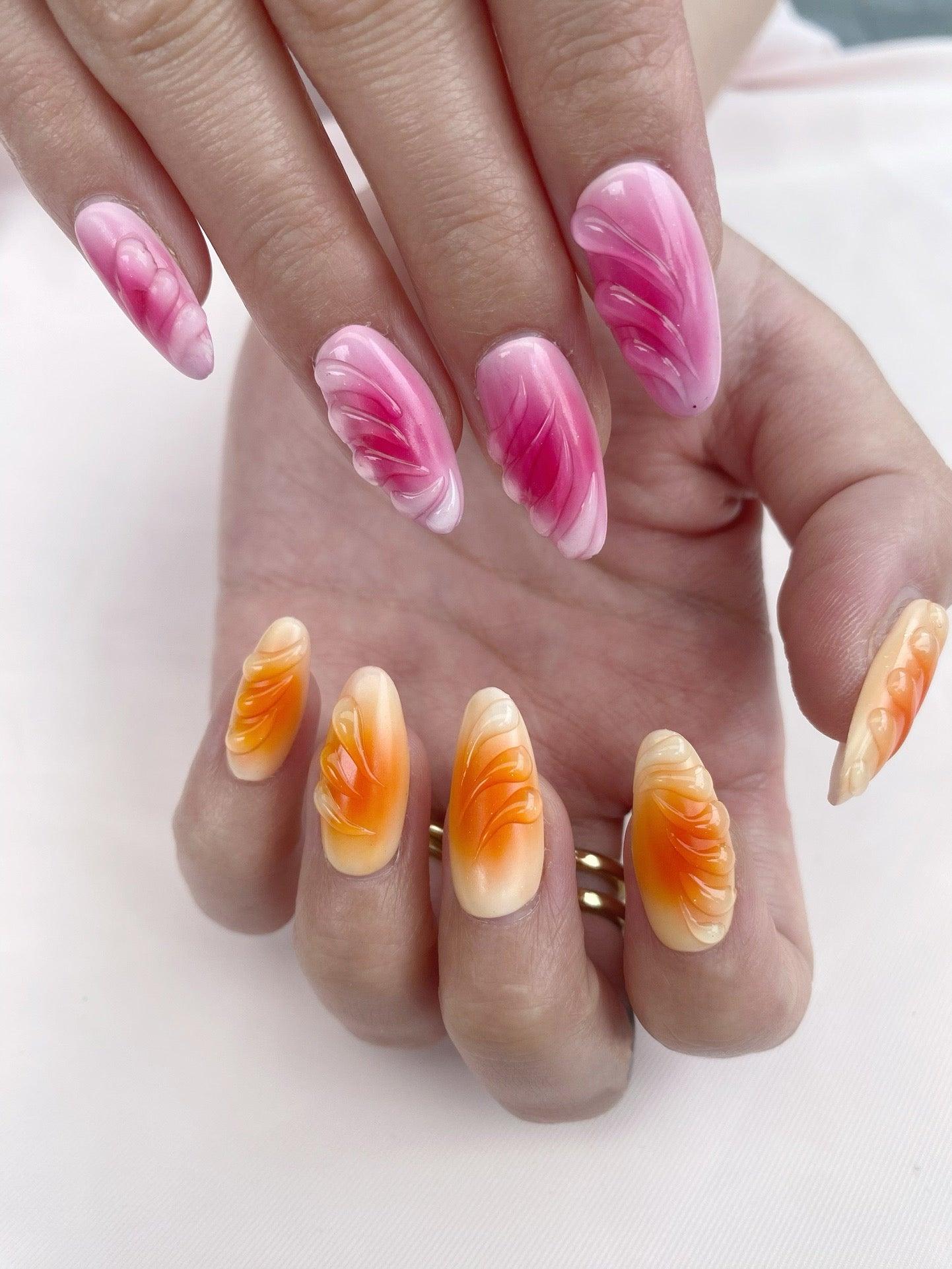 Petal Dance - GO2NAIL MEDIUM ALMOND PressOnNails