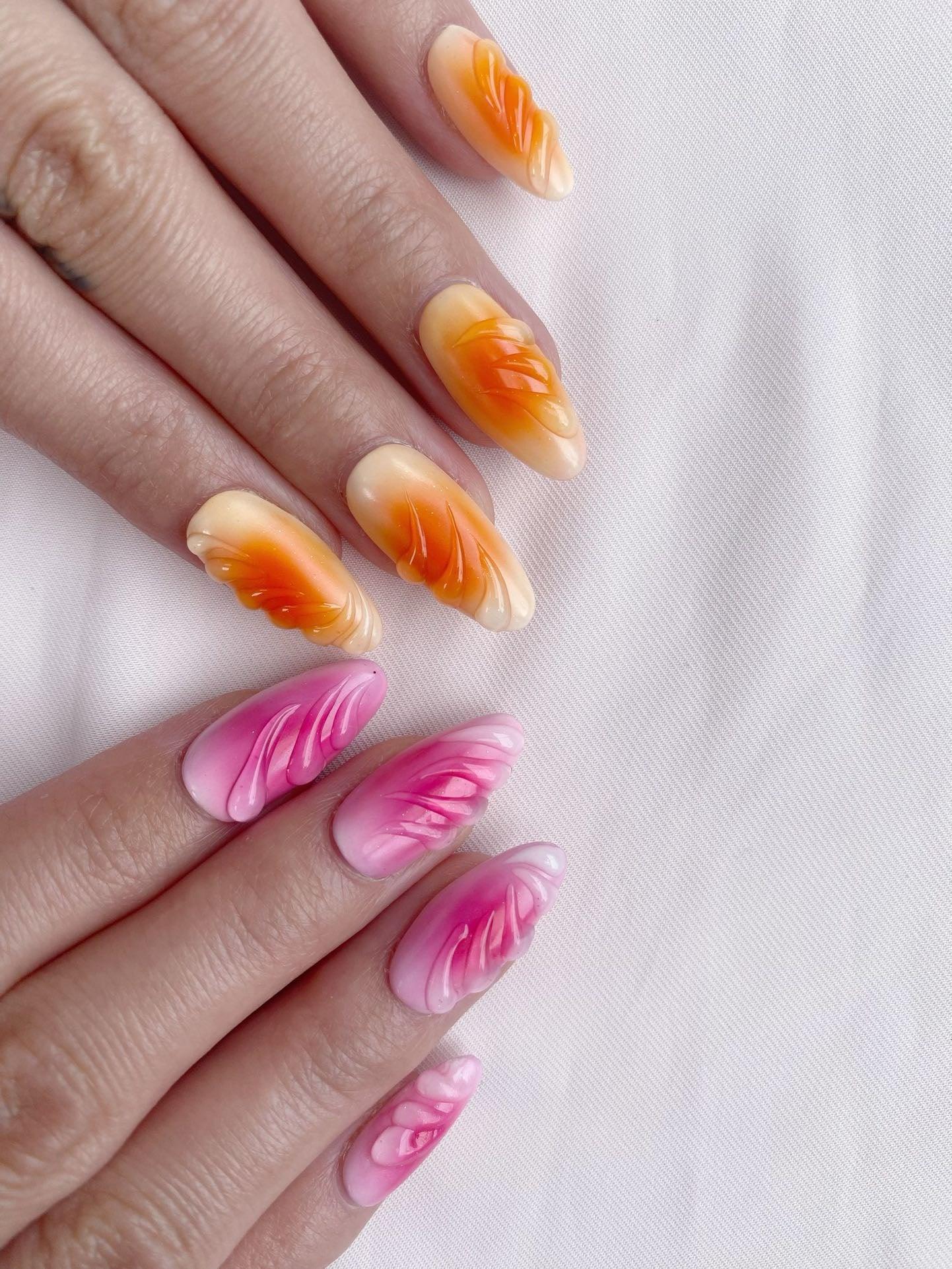 Petal Dance - GO2NAIL MEDIUM ALMOND PressOnNails