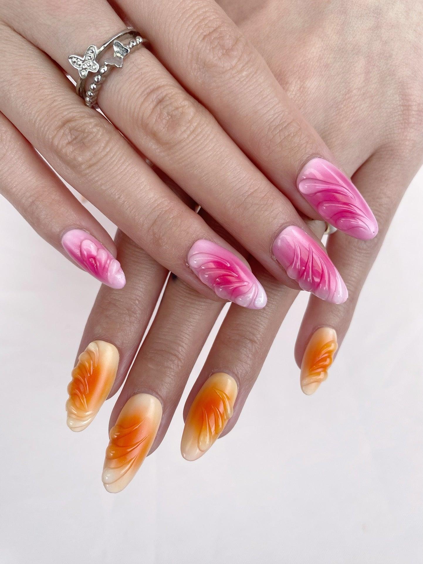 Petal Dance - GO2NAIL MEDIUM ALMOND PressOnNails