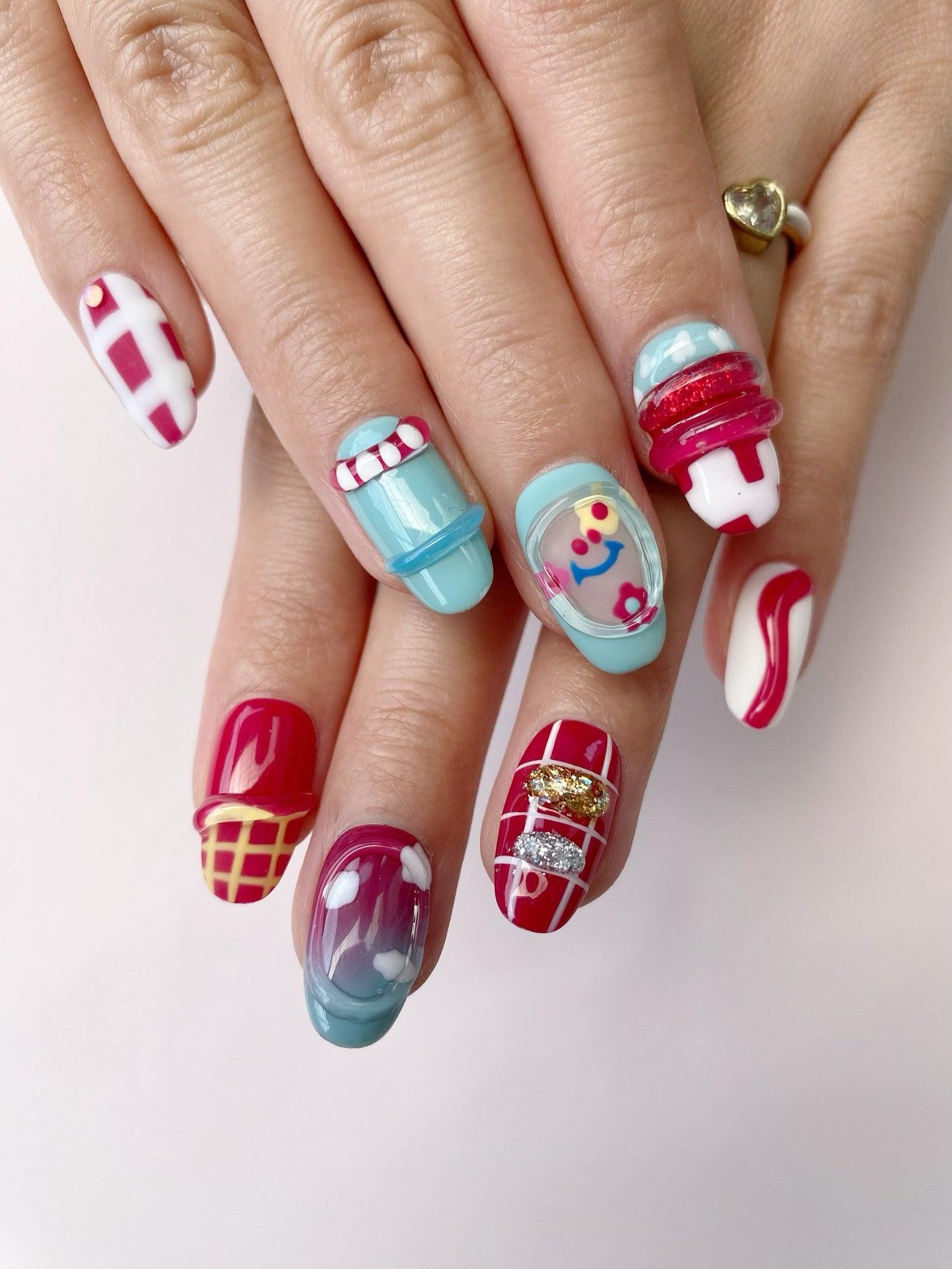 Playful Hues - GO2NAIL SHORT ALMOND PressOnNails