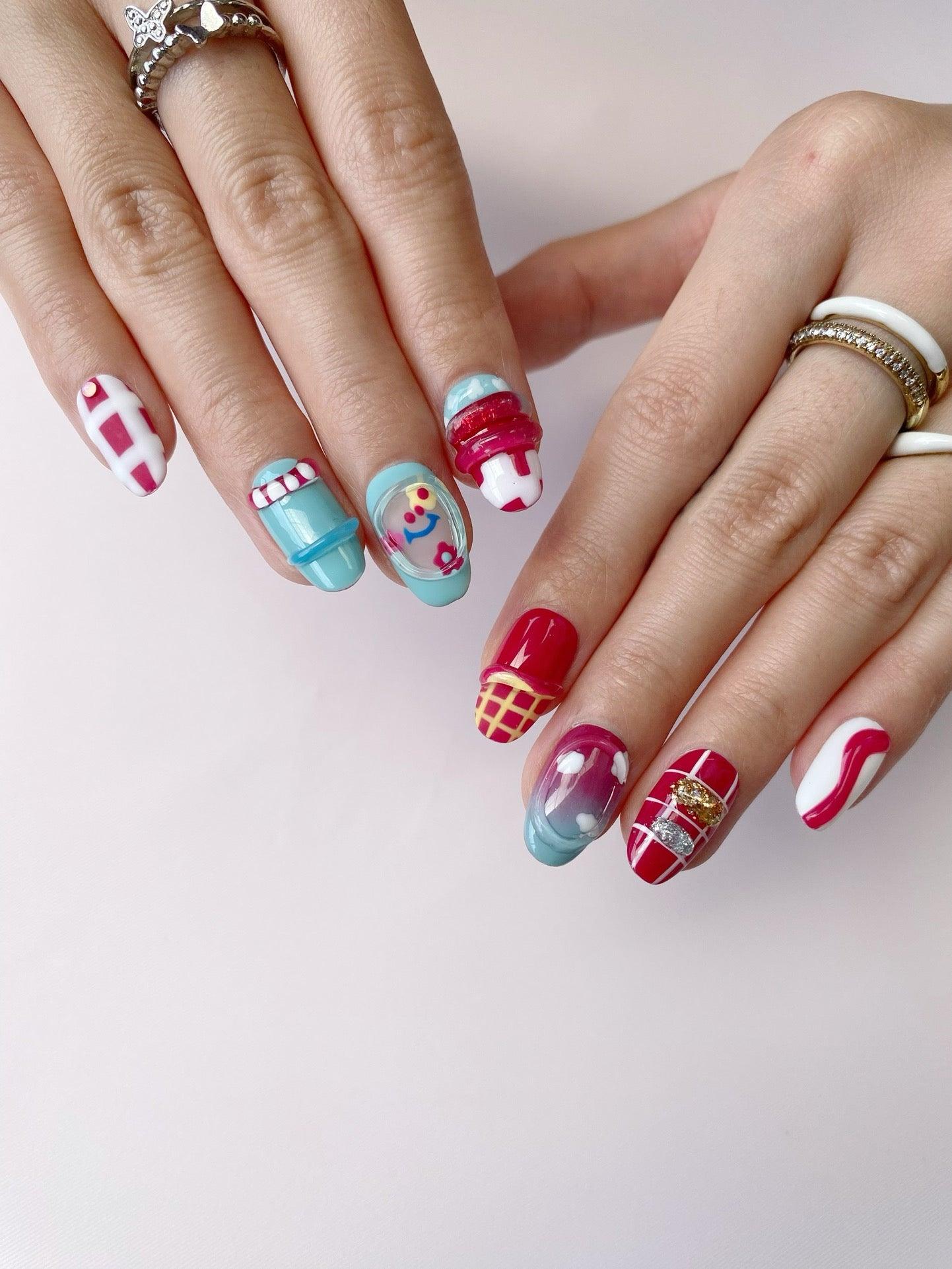 Playful Hues - GO2NAIL SHORT ALMOND PressOnNails
