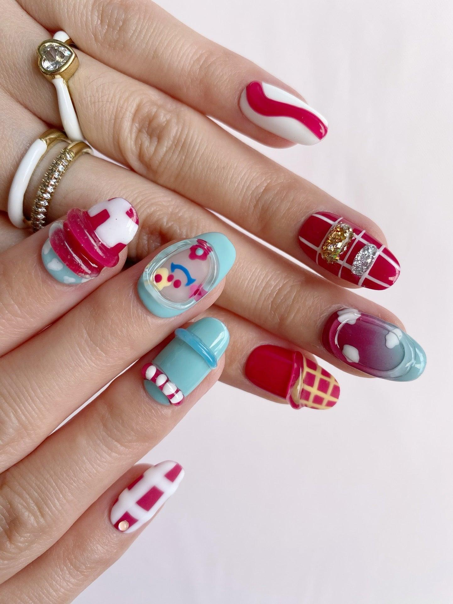 Playful Hues - GO2NAIL SHORT ALMOND PressOnNails