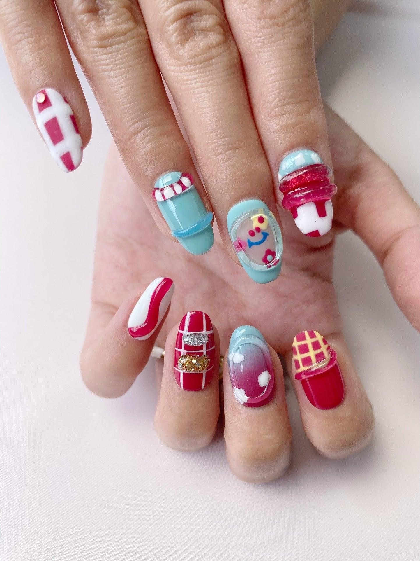 Playful Hues - GO2NAIL SHORT ALMOND PressOnNails