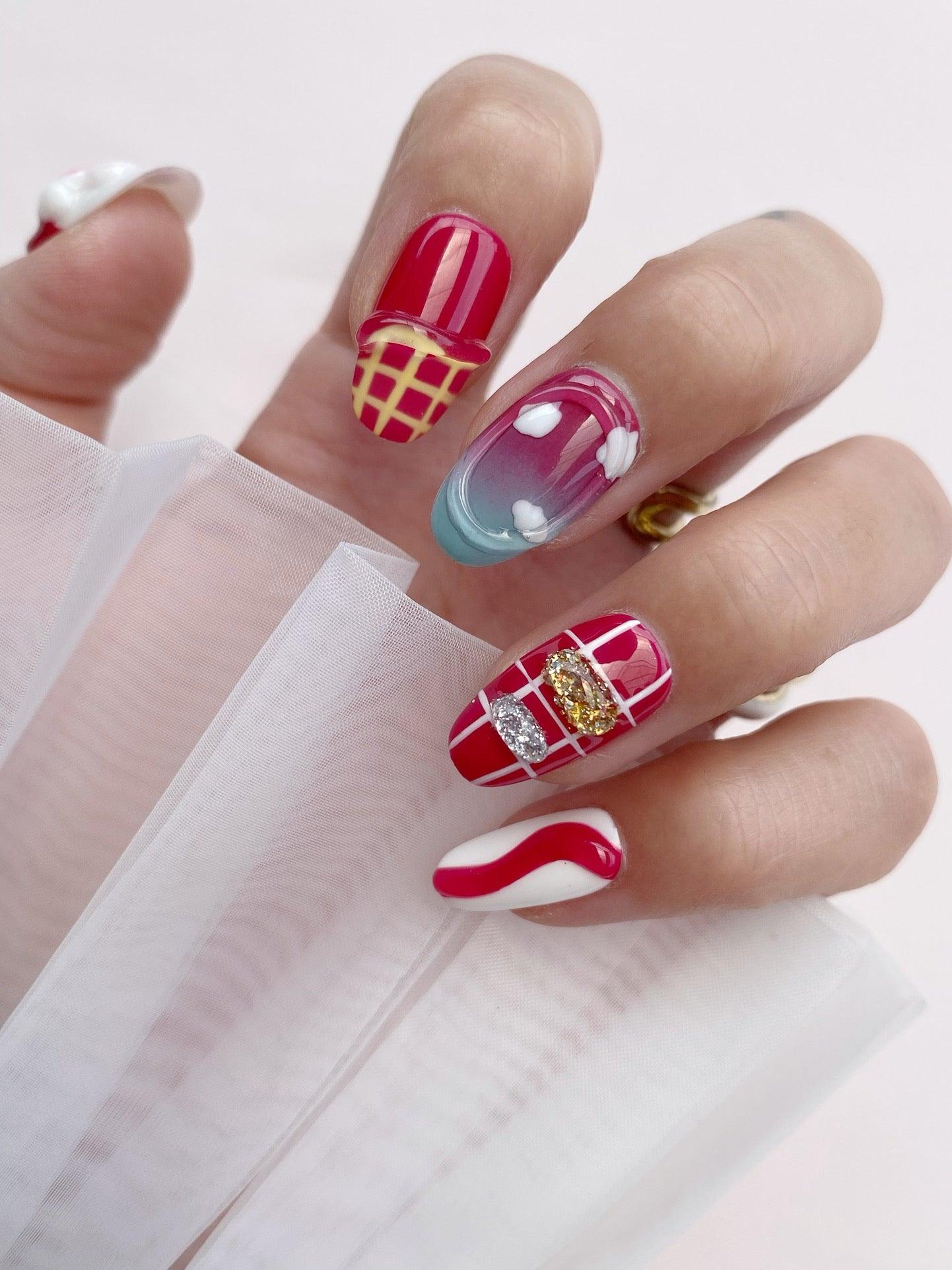 Playful Hues - GO2NAIL SHORT ALMOND PressOnNails